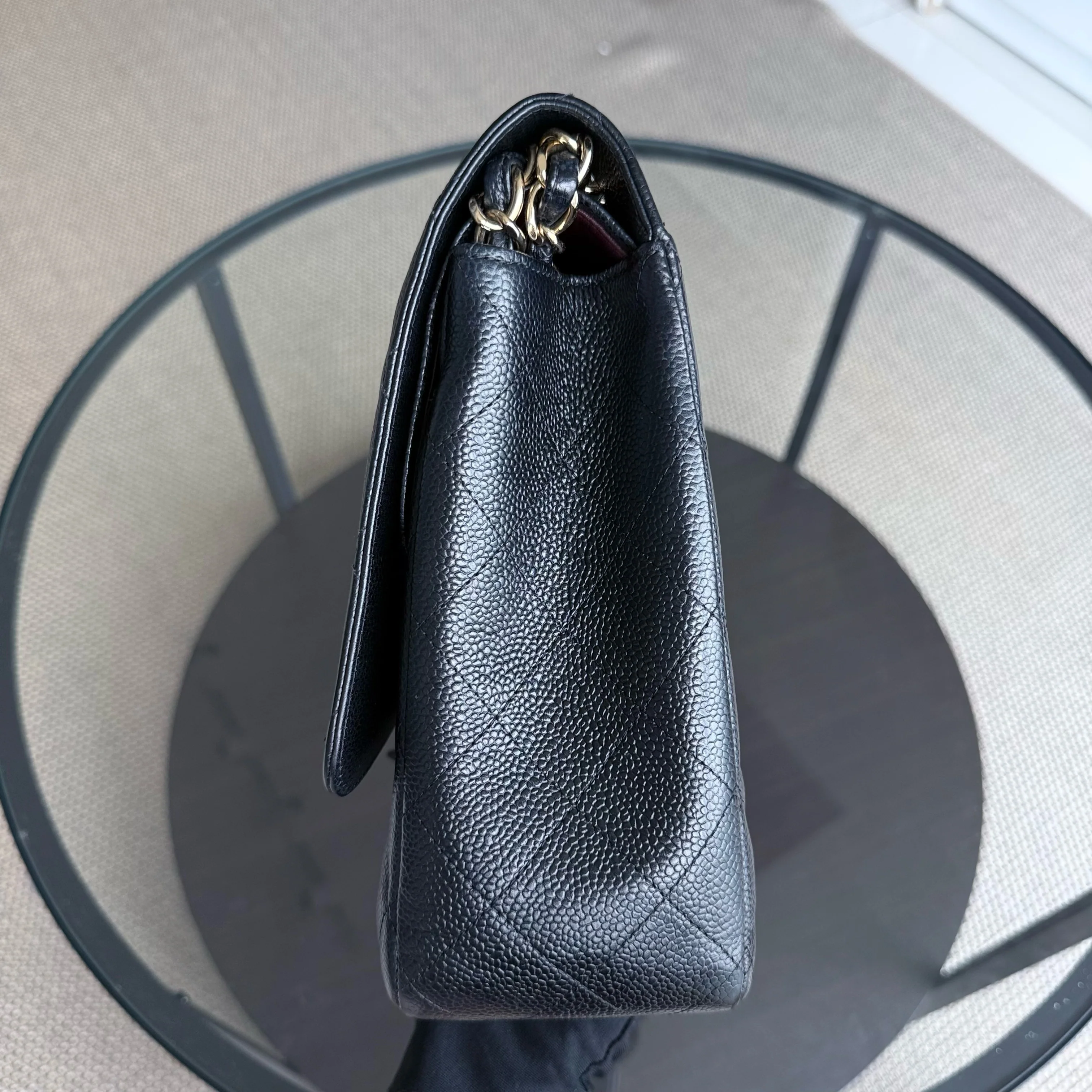 Chanel Classic Flap Maxi - Caviar Double Flap 33CM Quilted Black Gold Hardware Series 15