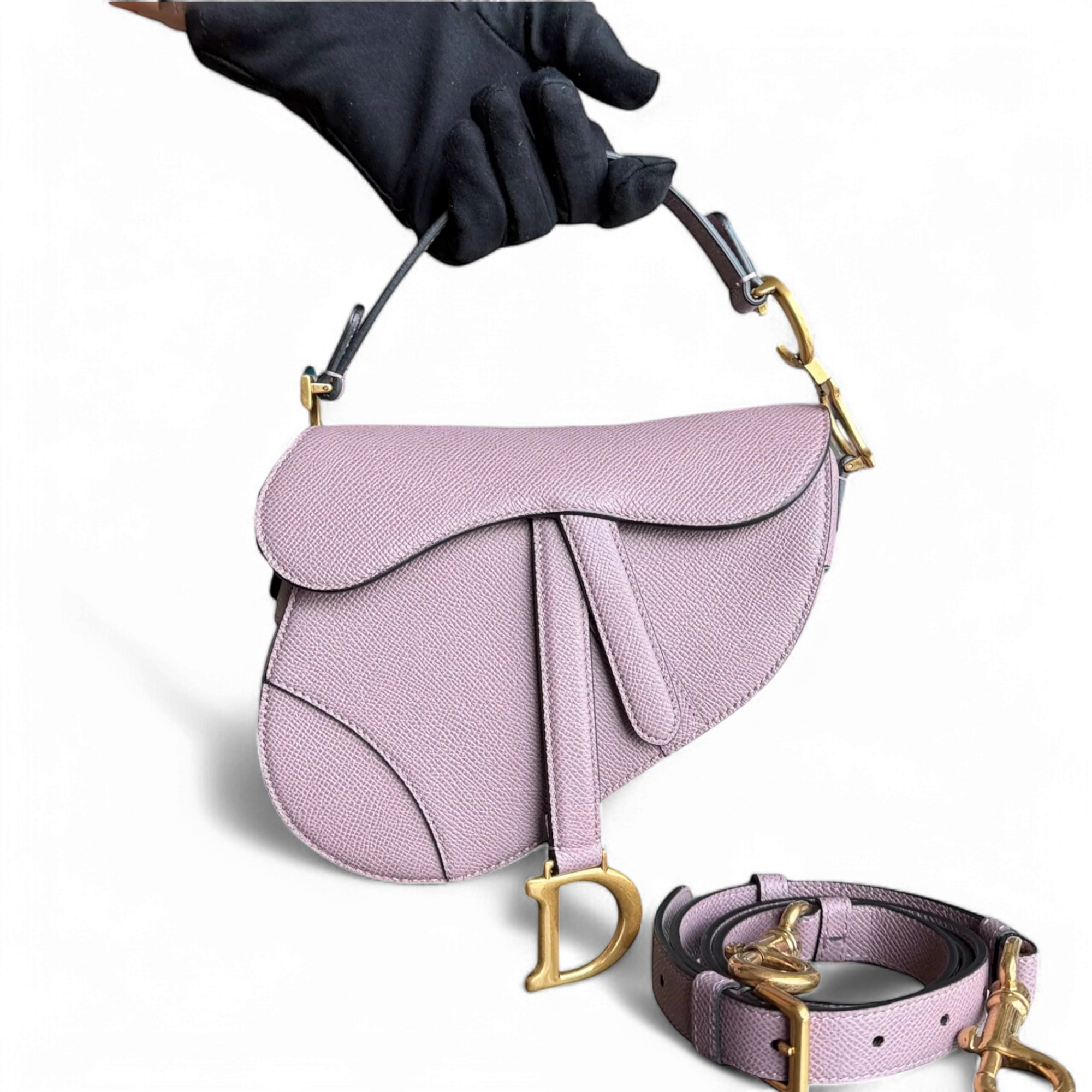 Dior Saddle Small - Grained Calfskin Adjustable Starp Nude Pink Gold Hardware