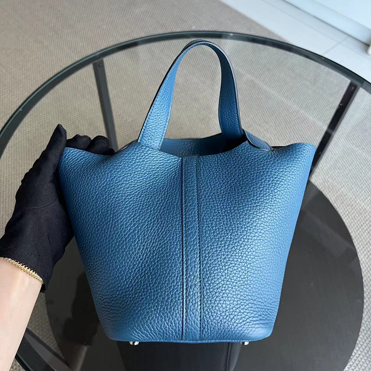 Hermes Picotin 18 - Square O Stamp Blue Silver Hardware