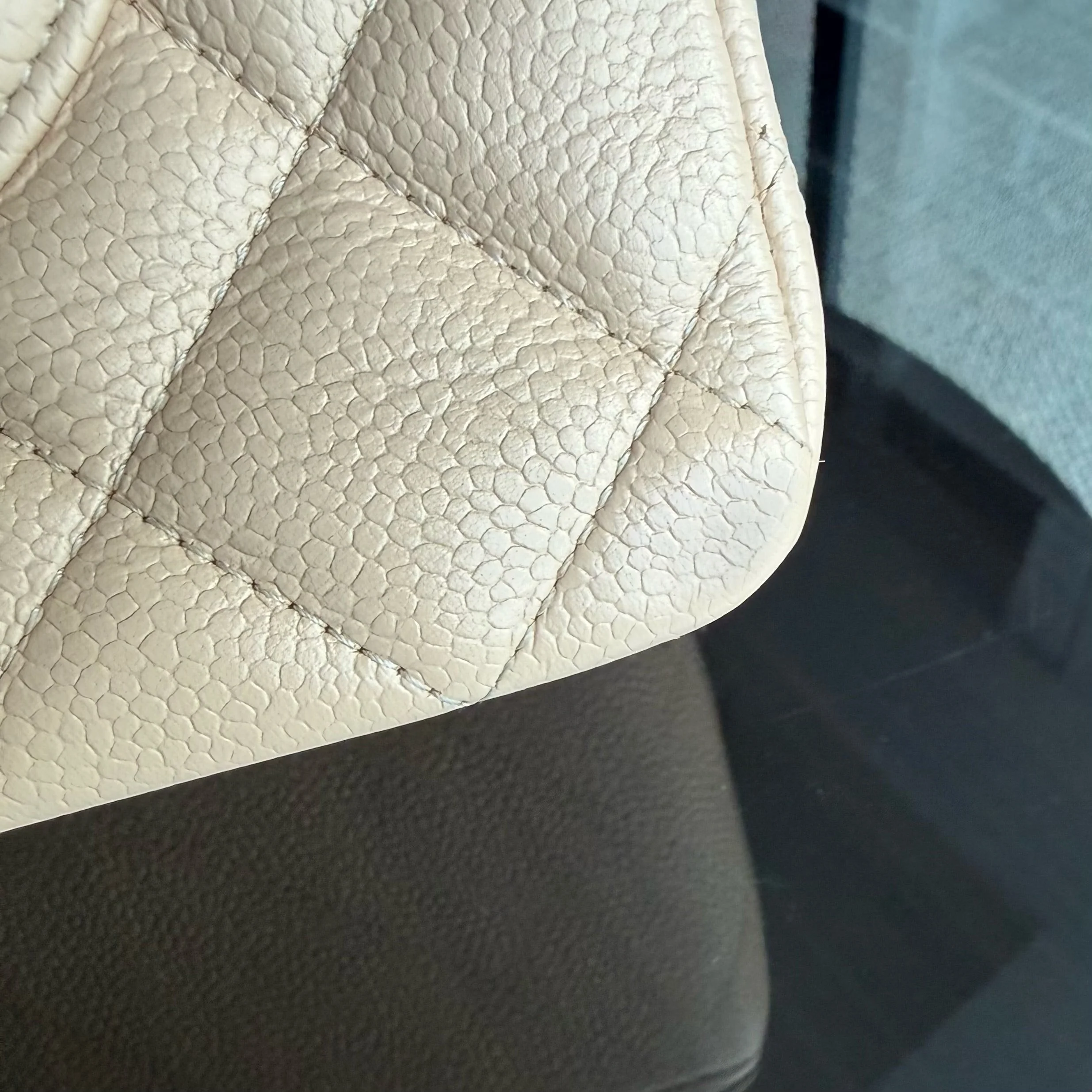 Chanel Classic Flap Jumbo - Caviar 30CM Single Flap Quilted Beige Silver Hardware Series 13