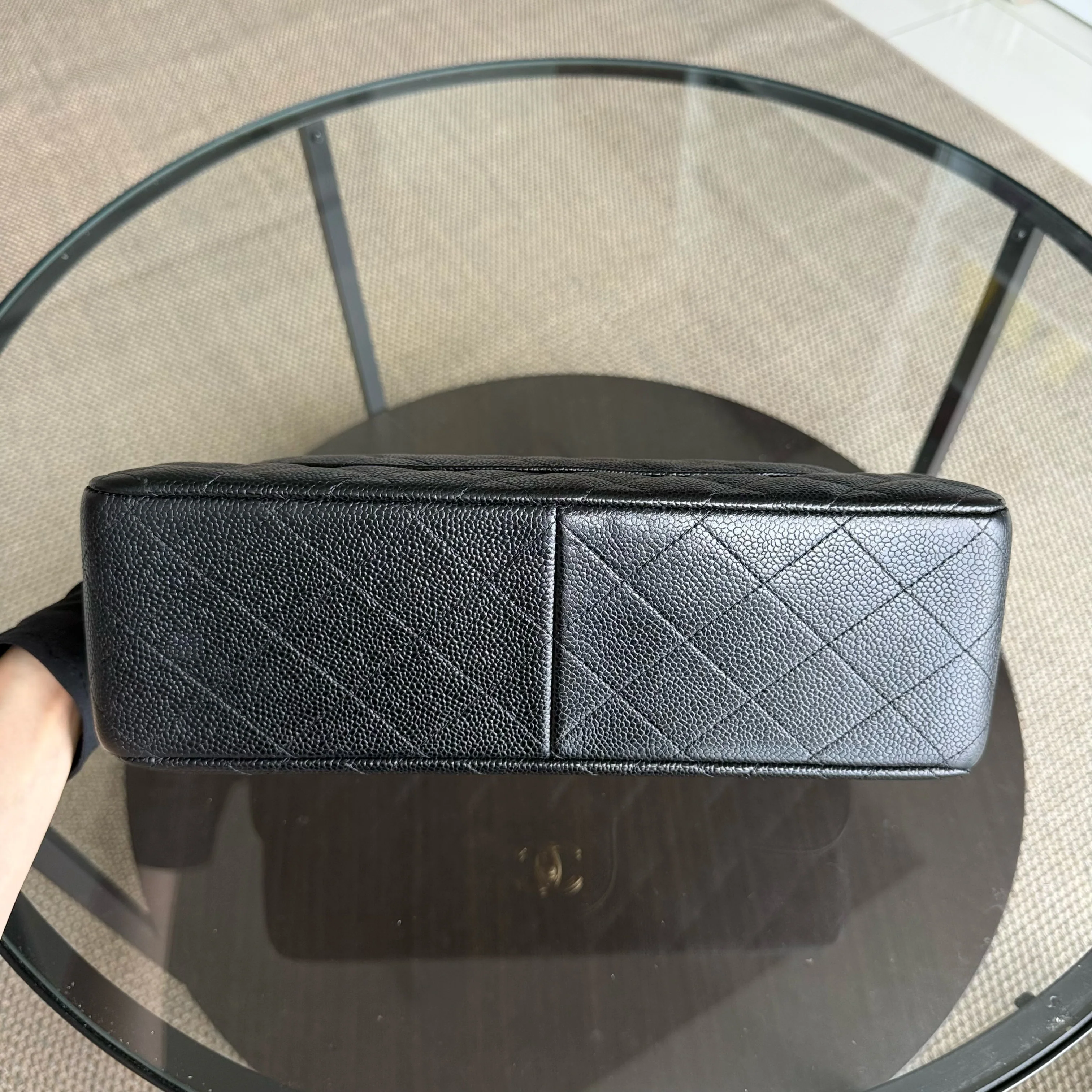 Chanel Classic Flap Jumbo - Caviar 30CM Double Flap Quilted Grained Calfskin Black Gold Hardware