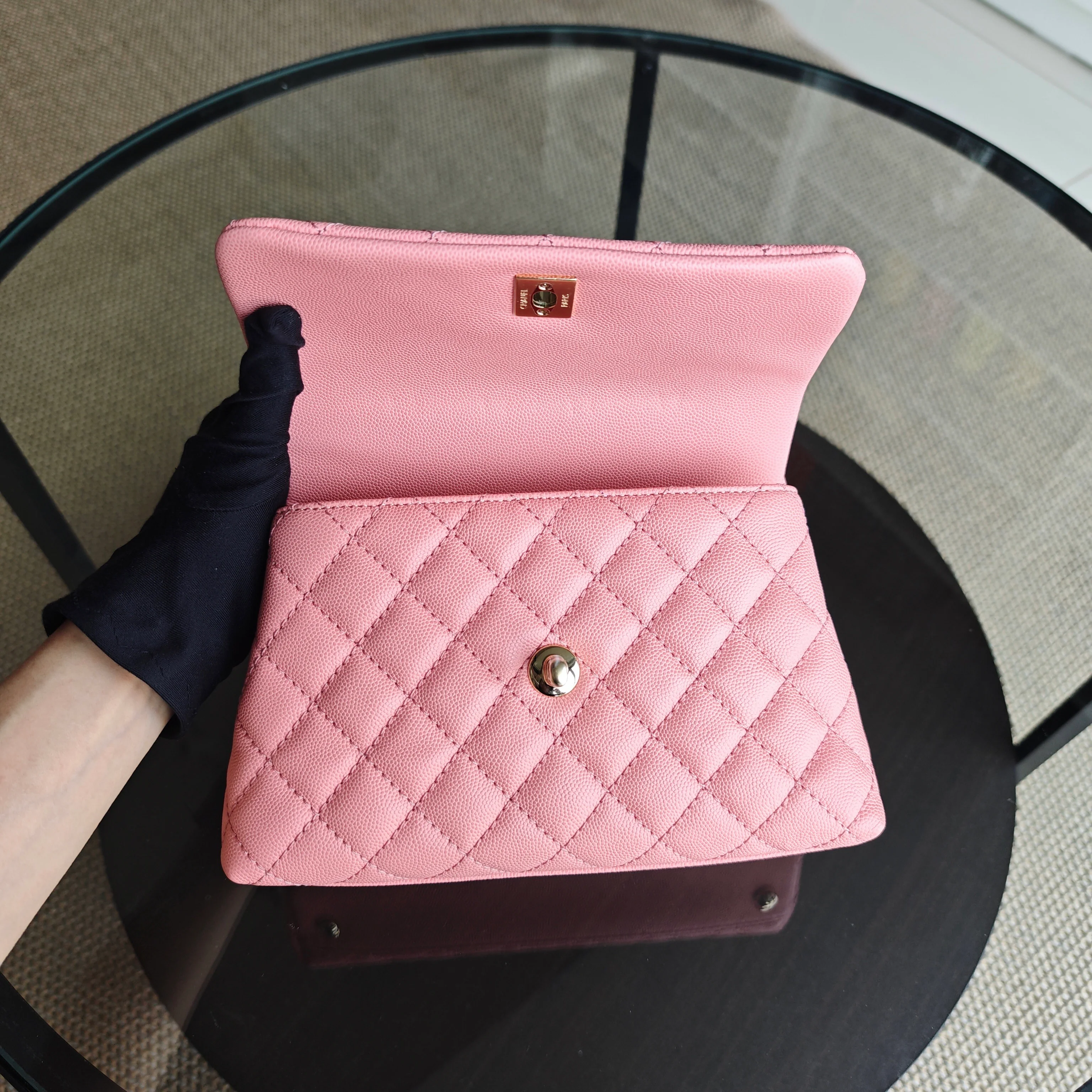 Chanel Coco Handle Small - Caviar Quilted Pink Gold Hardware Series 27