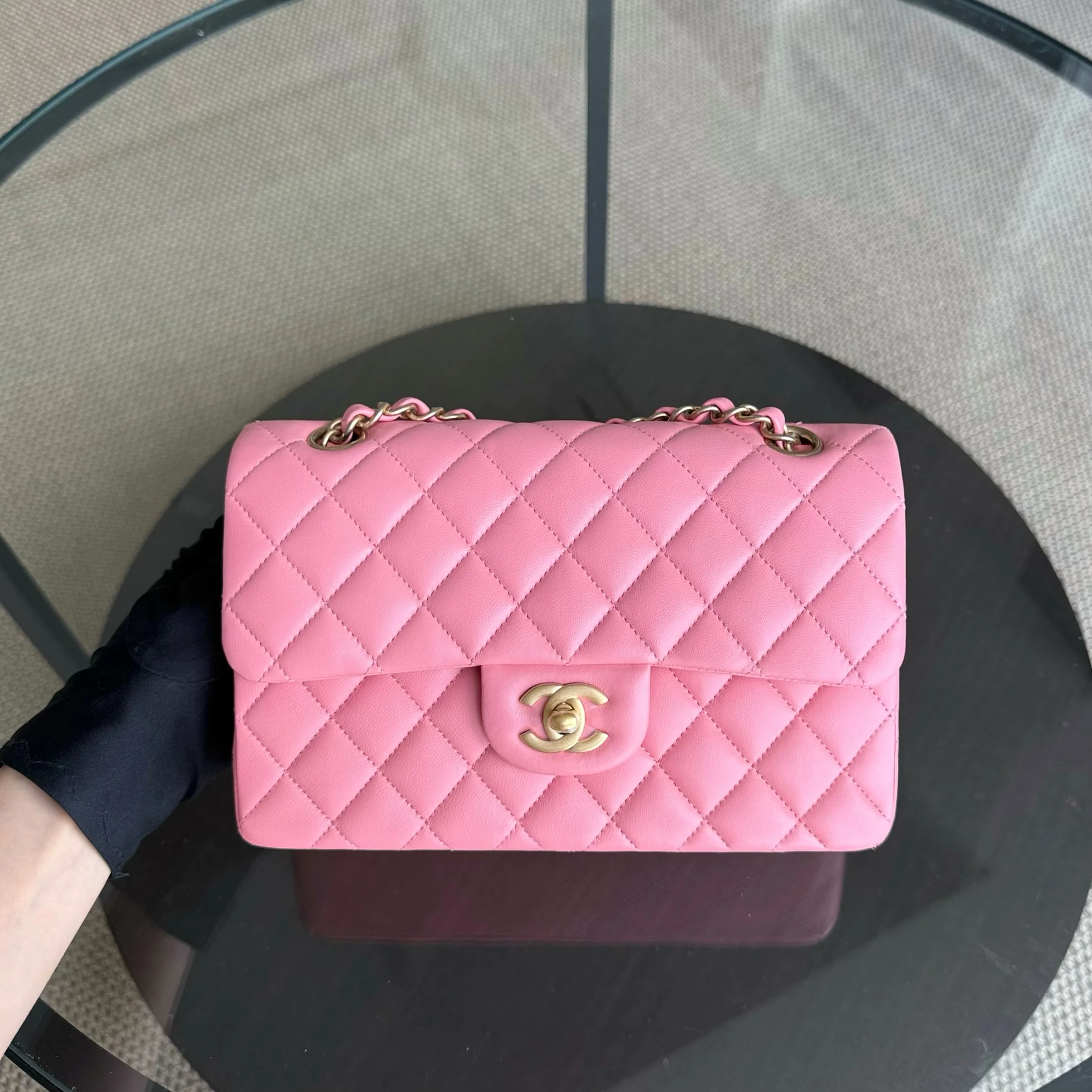 Chanel Classic Flap Small - Lambskin 23CM Quilted Pink Gold Hardware Series 27