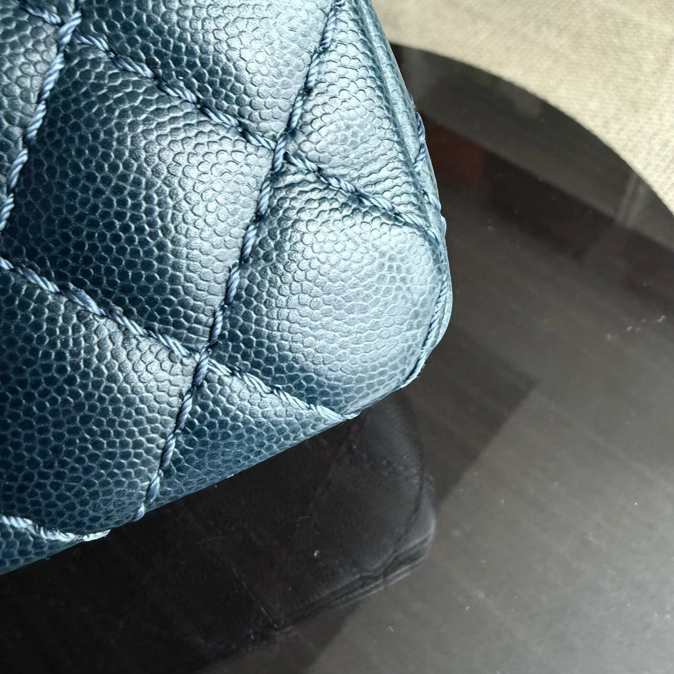 Chanel Classic Flap Medium - Caviar 25CM Quilted Dark Blue Silver Hardware Series 23