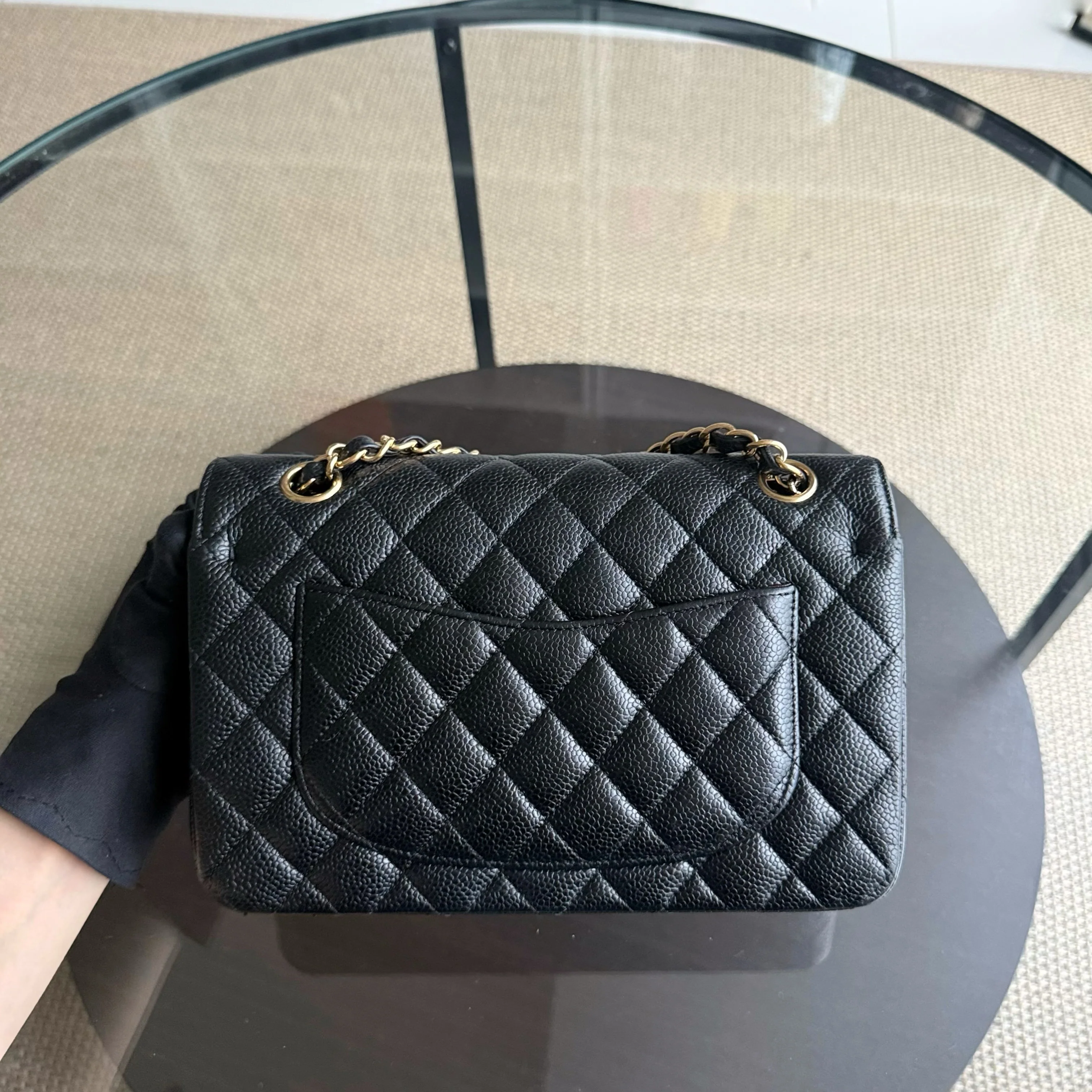 Chanel Classic Flap Small - Caviar 23CM Quilted Grained Calfskin Black Gold Hardware Series 24