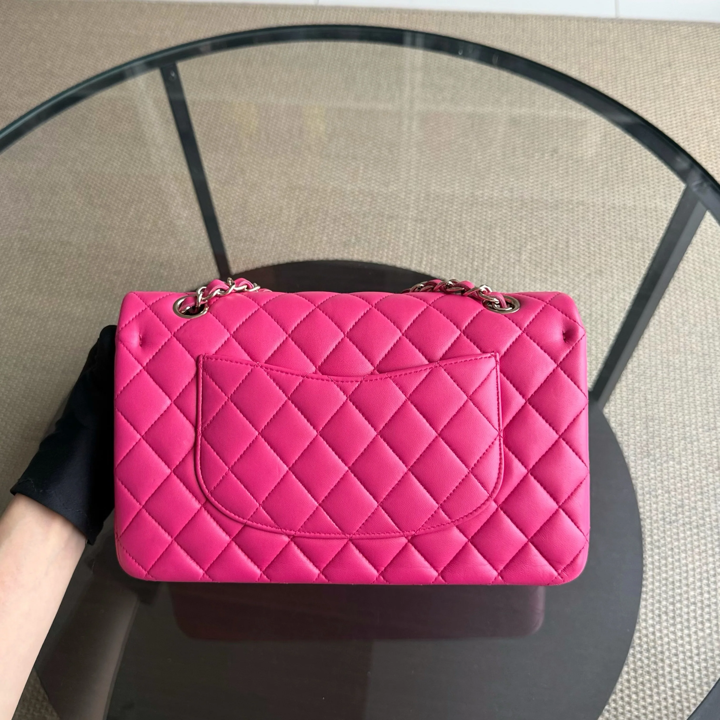 Chanel Classic Flap Medium - 25CM Quilted Lambskin Hot Pink Gold Hardware Series 22