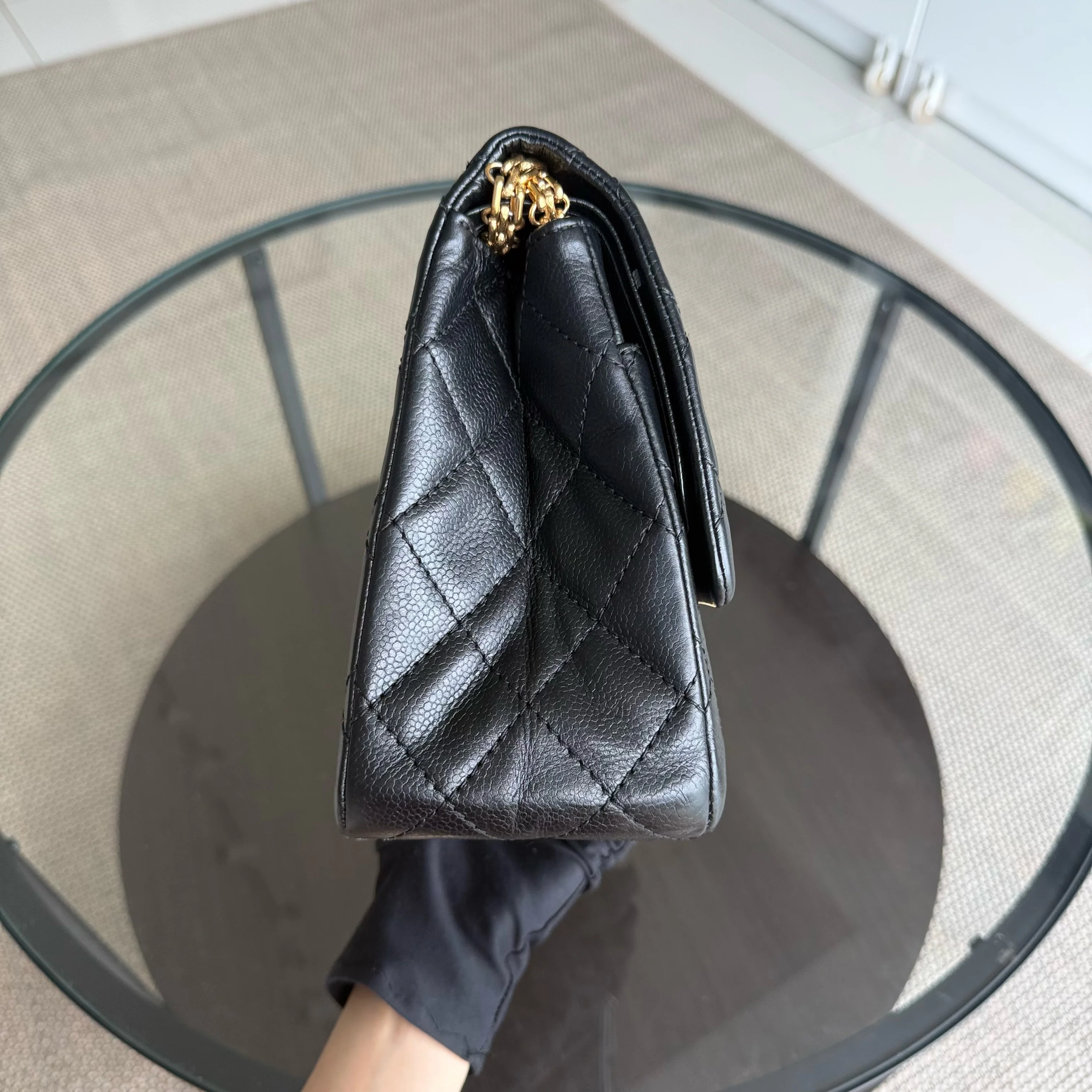 Chanel 2.55 Reissue 227 - Caviar Quilted Black Aged Gold Hardware Series 18