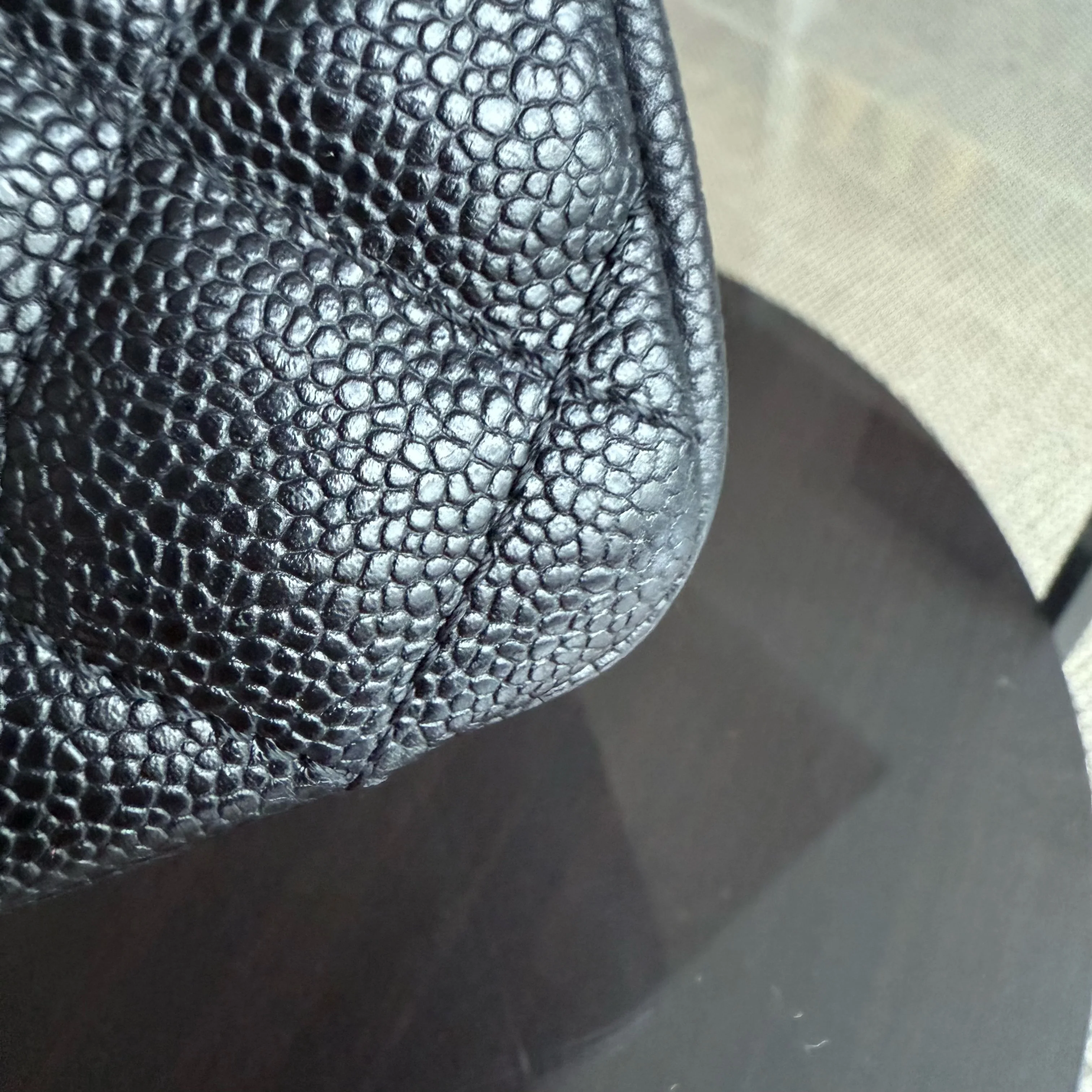 Chanel GST Grand Shopping Tote - Caviar Quilted Grained Calfskin Black Silver Hardware