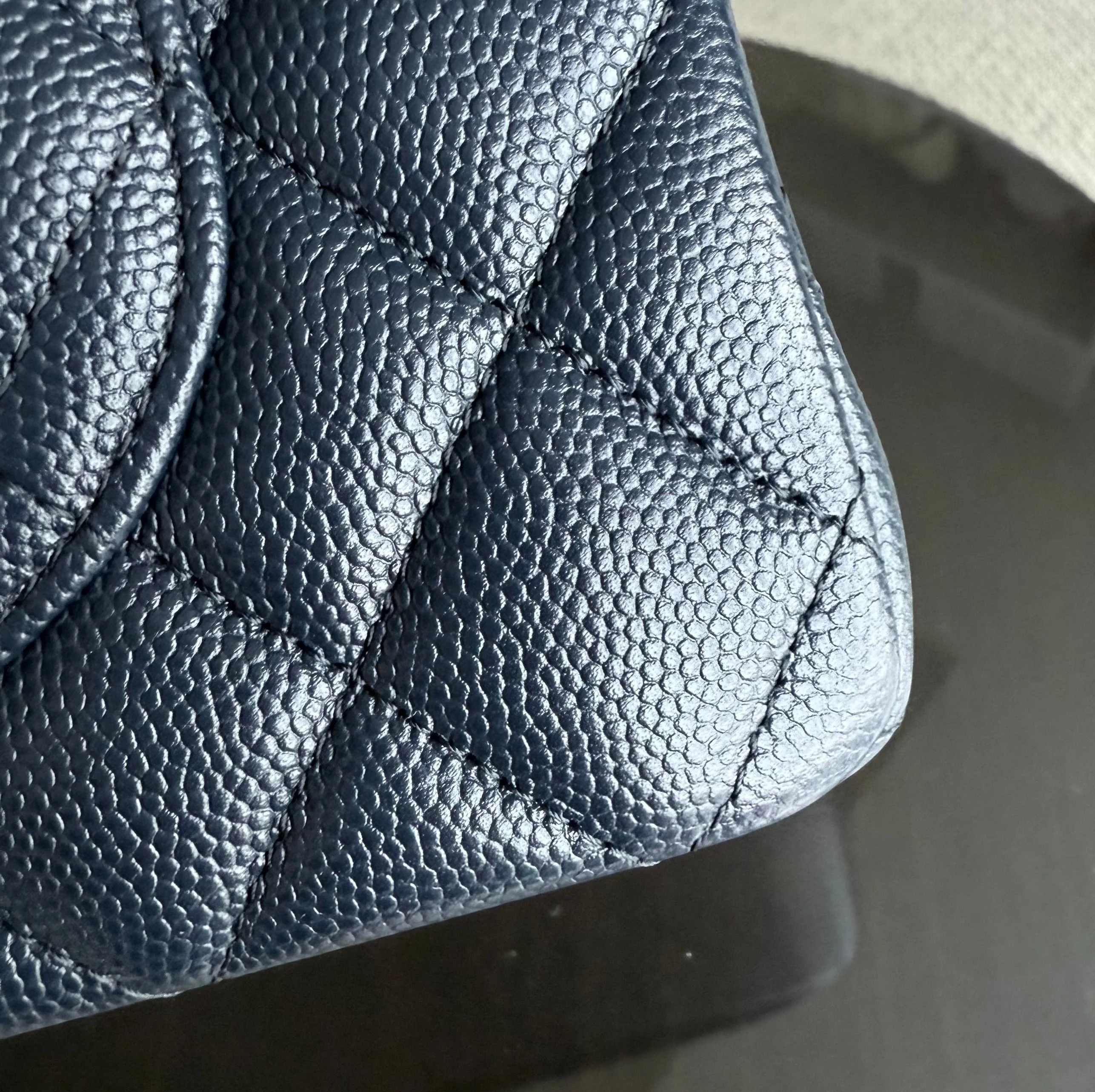 Chanel Classic Flap Small - Caviar 23CM Quilted Dark Midnight Blue Gold Hardware Series 27