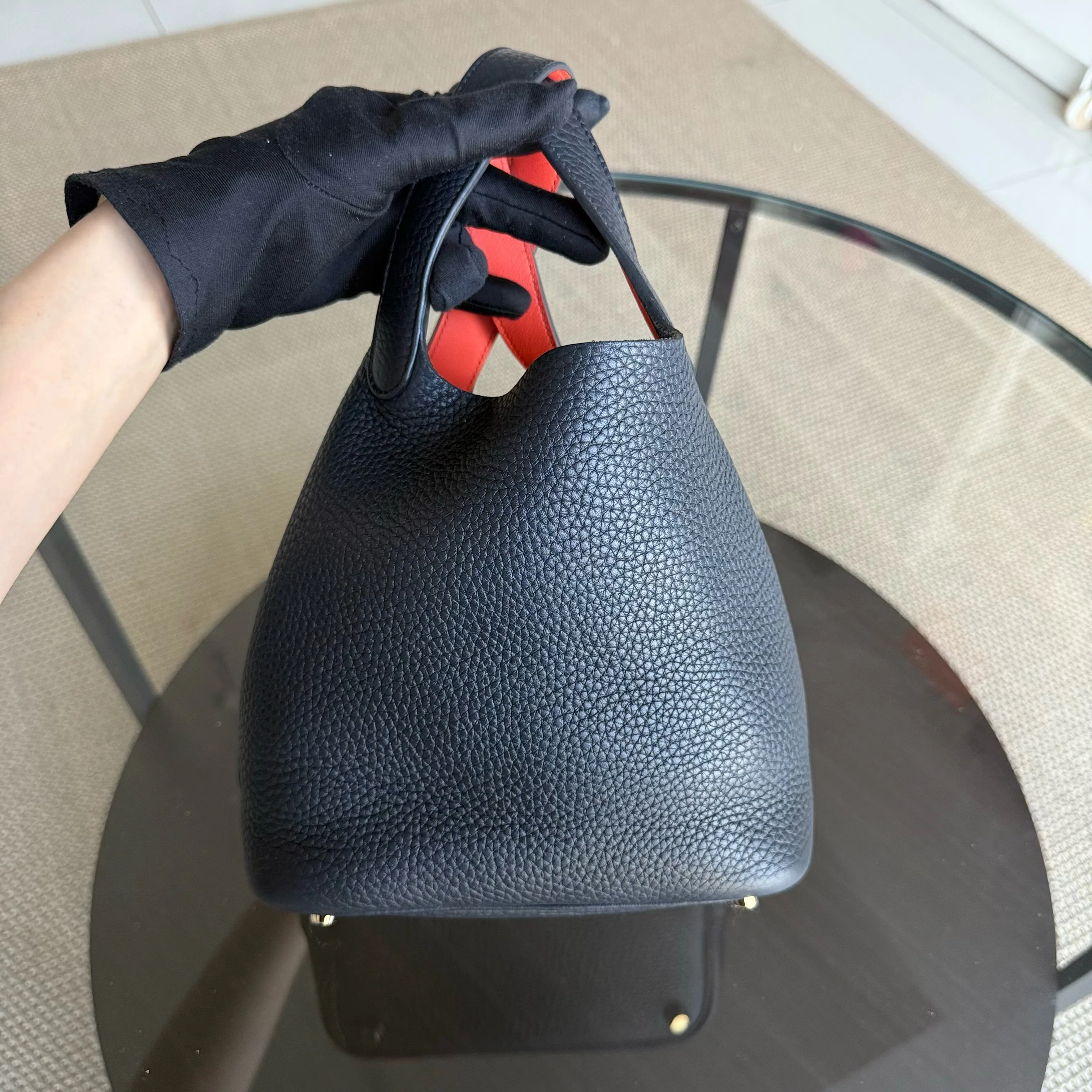 Hermes Picotin 18 - TC Clemence Leather Midnight Blue Gold Hardware Stamp X