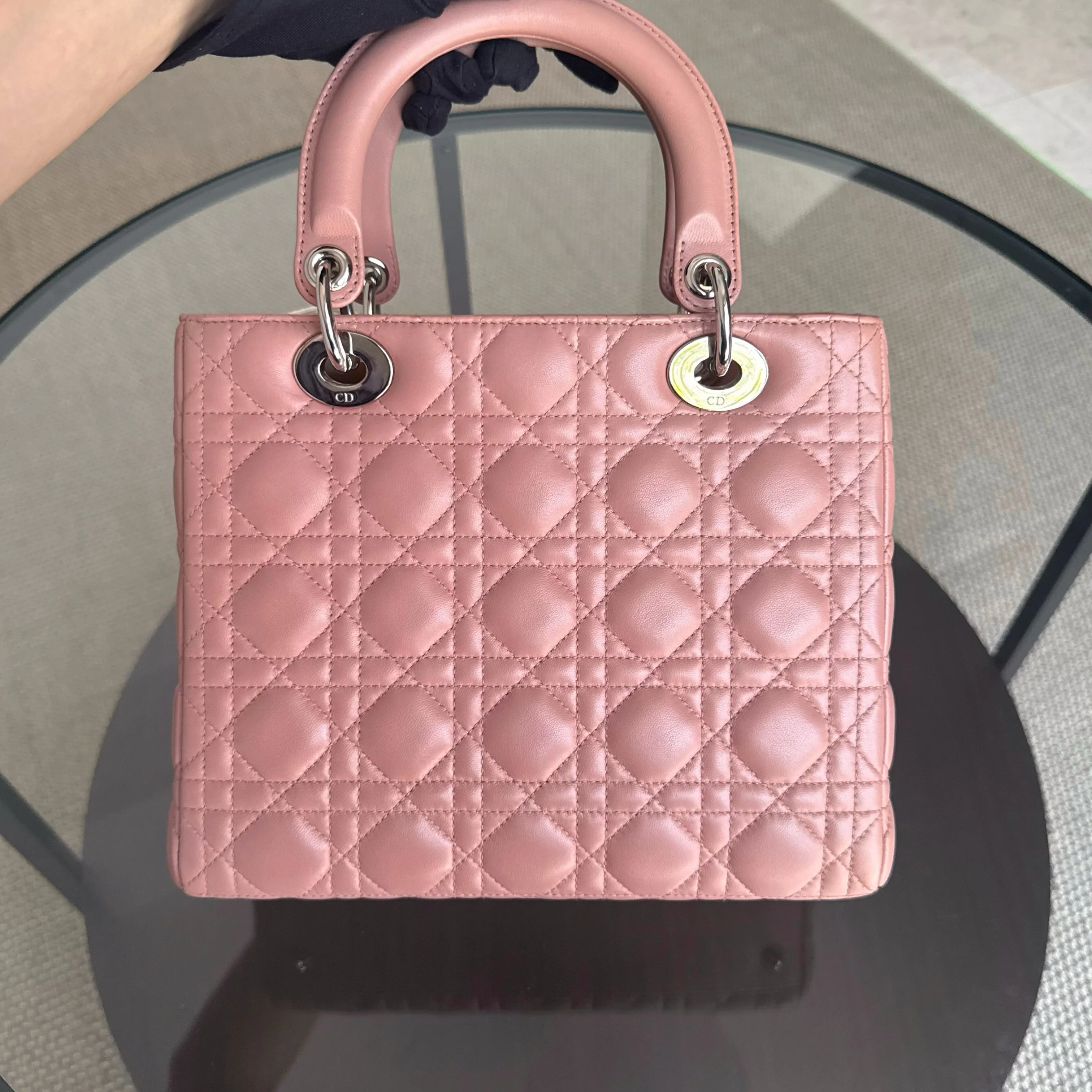 Dior Lady Medium - Cannage Lambskin Blush Gold Hardware Strap