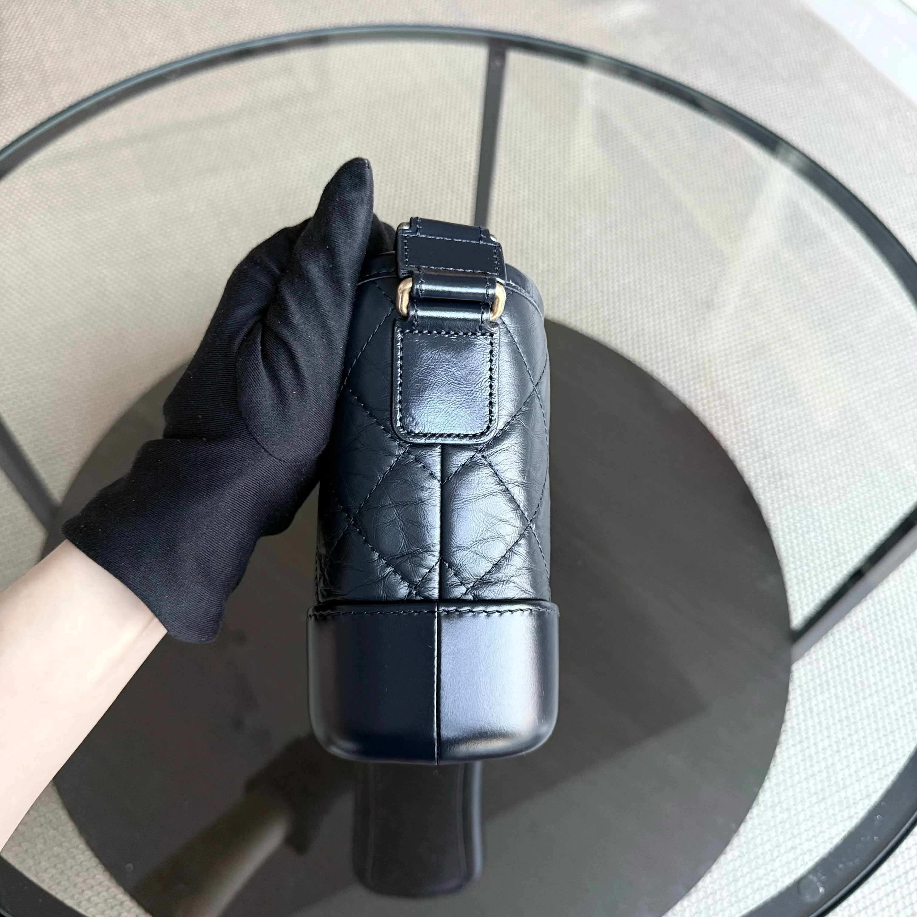 Chanel Gabrielle Small - Quilted Calfskin Dark Navy Blue Two-tone Gold Hardware Series 26