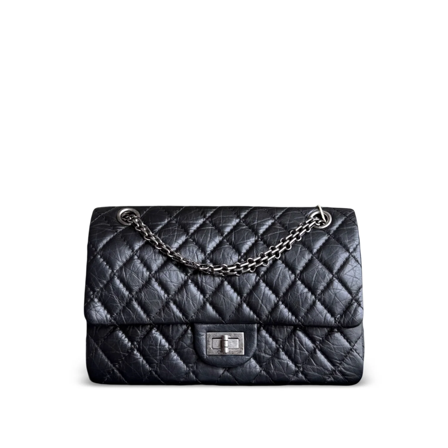 Chanel 2.55 Reissue 225 - Quilted Aged Calfskin Black Ruthenium Silver Hardware Series 18