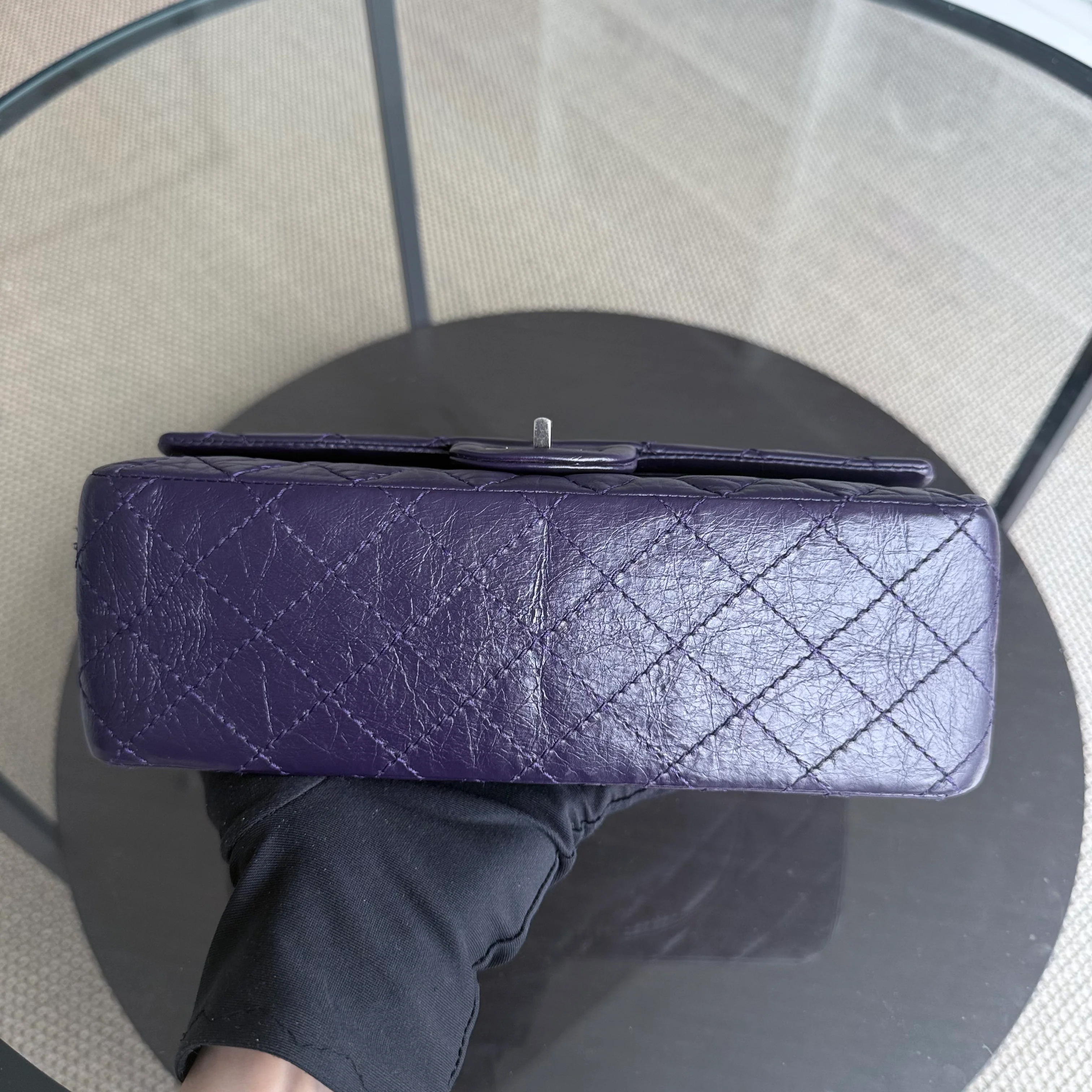 Chanel 2.55 Reissue 225 - Quilted Aged Calfskin Dark Violet Purple Aged Silver Hardware Series 17