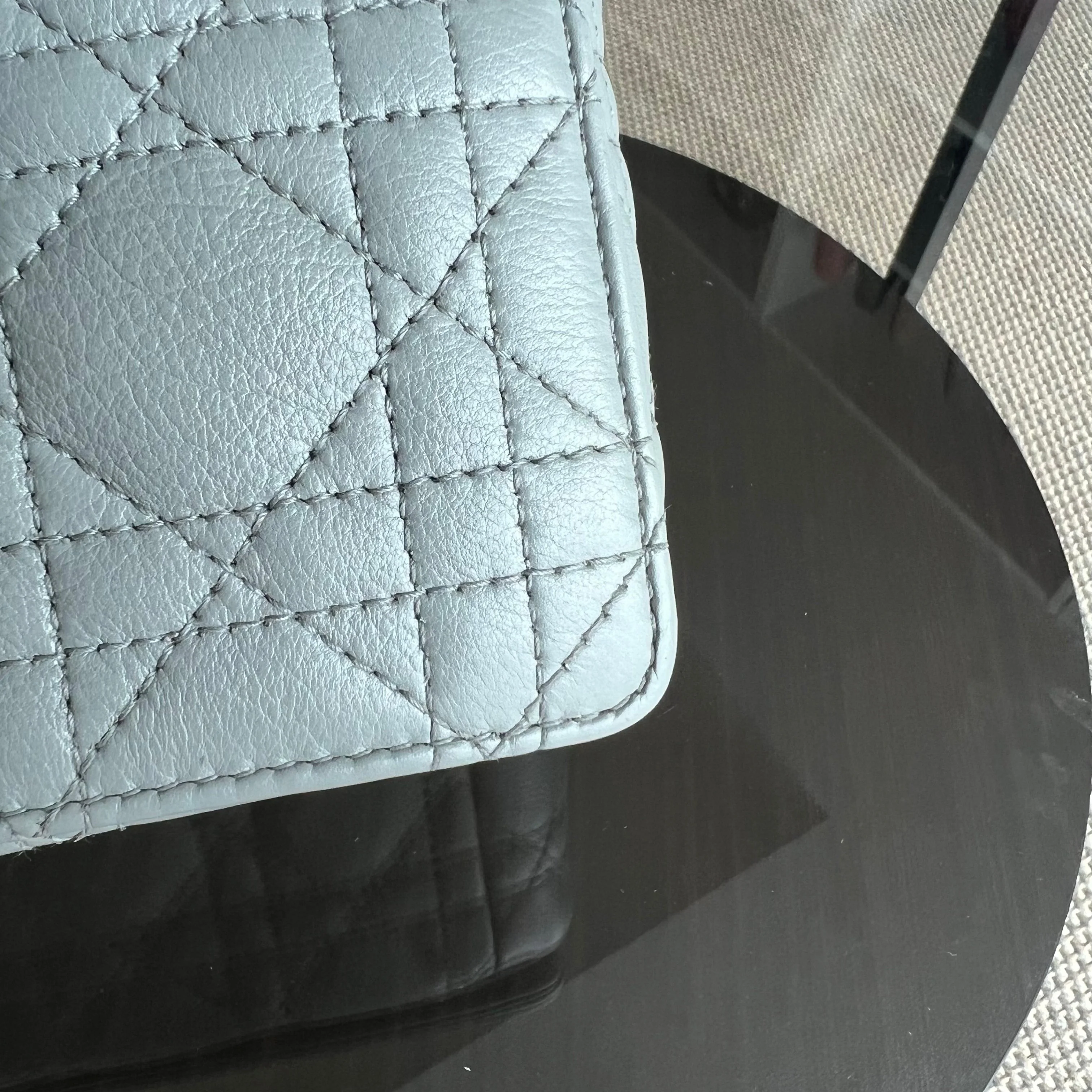 Dior Caro Medium - Cannage Calfskin Grey Gray Gold Hardware