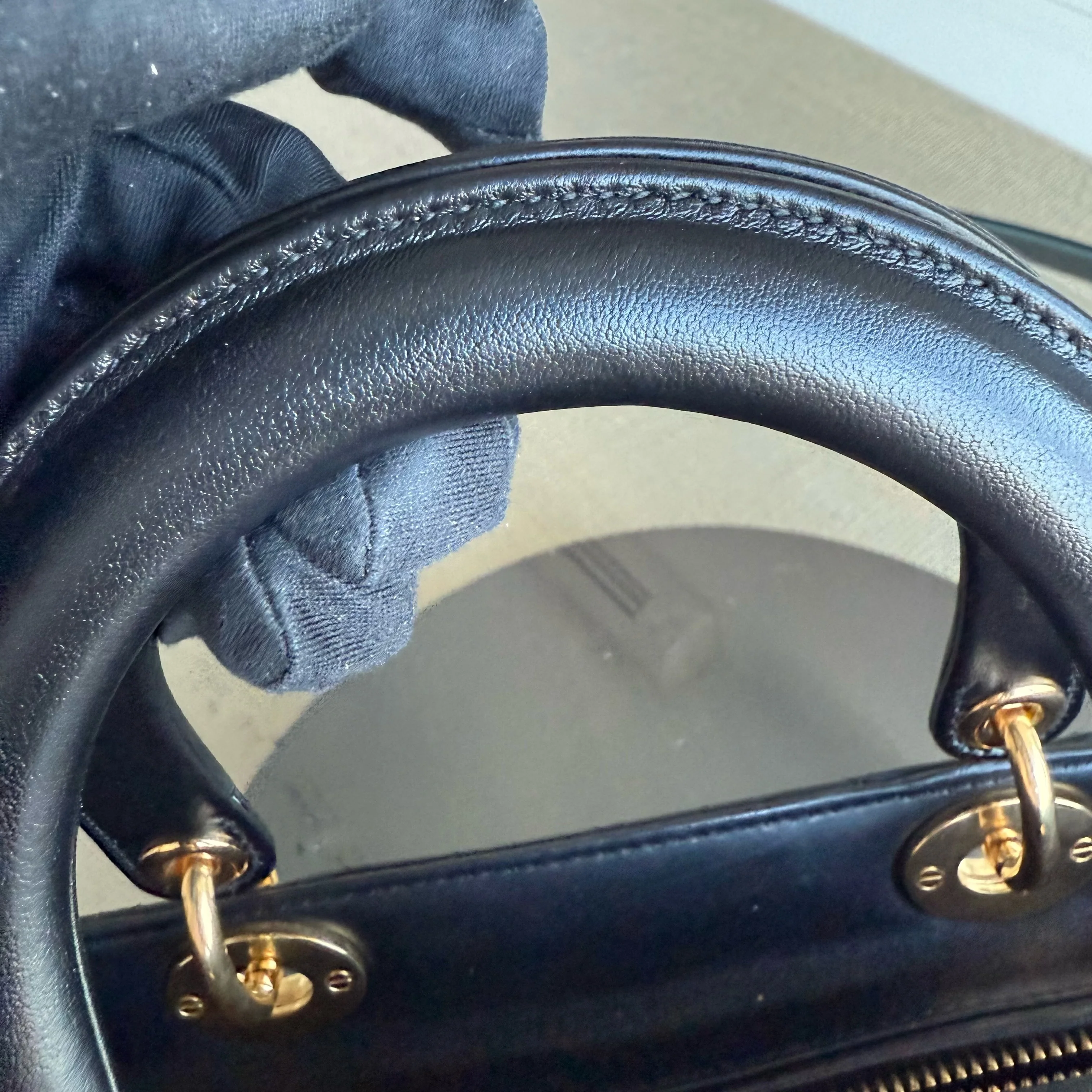 DIor Lady Large - Cannage Lambskin Black Gold Hardware NO STRAP