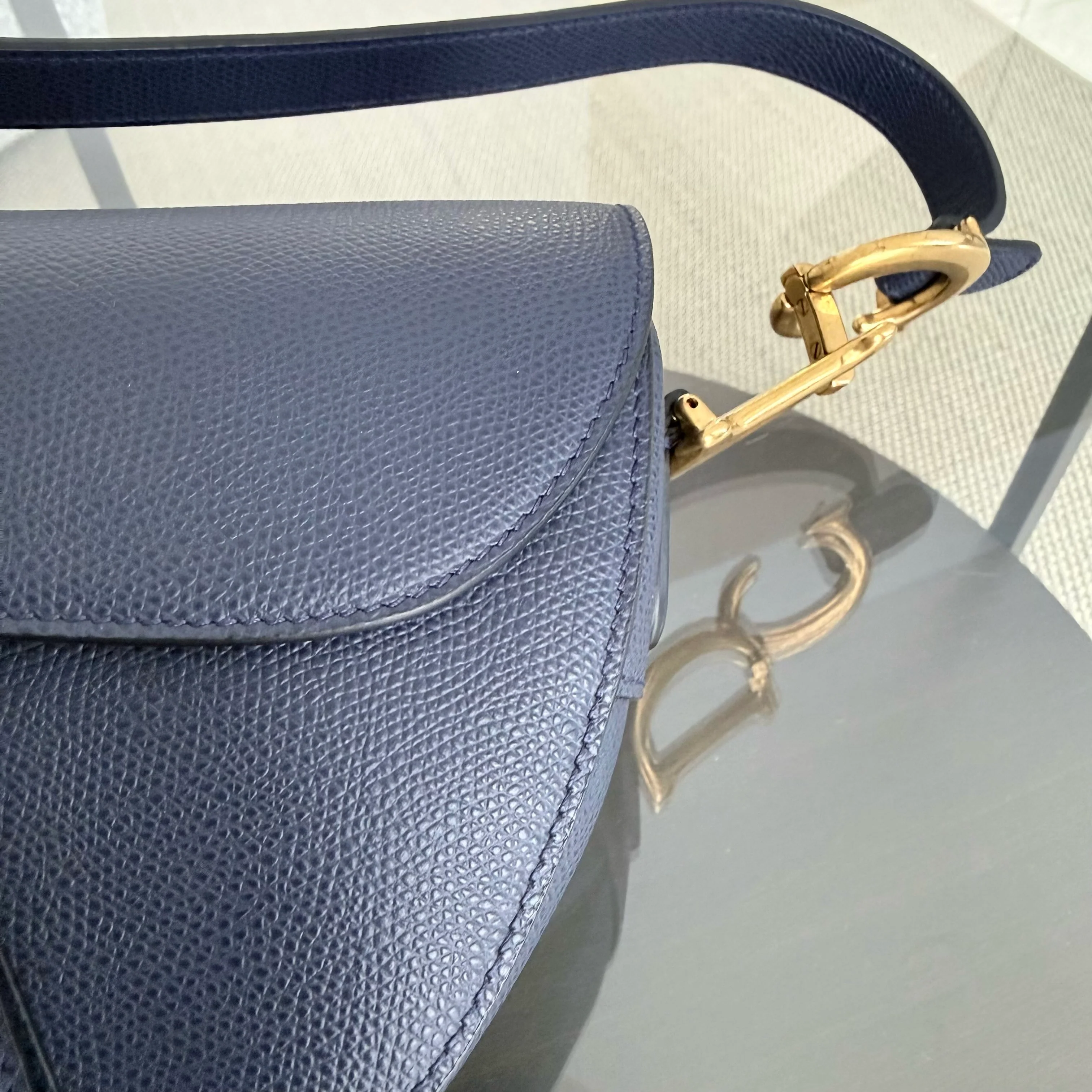 Dior Saddle Medium - Caviar Dark Blue Gold Hardware