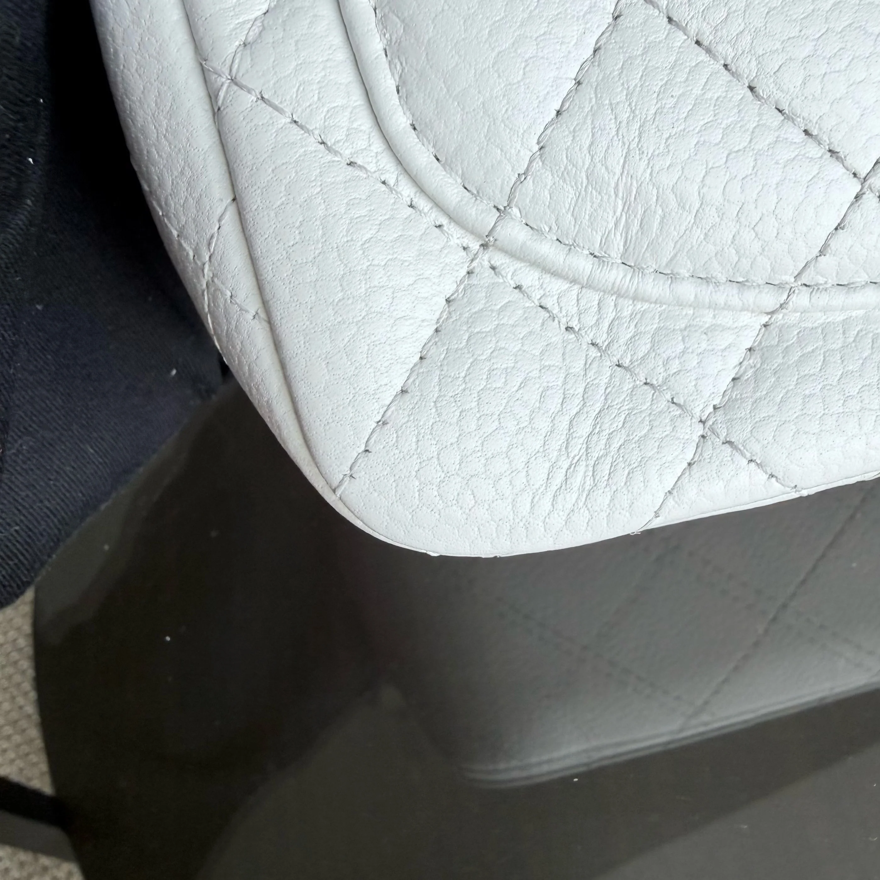 Chanel Classic Flap Mini Square - Caviar Quilted White Silver Hardware Series 18