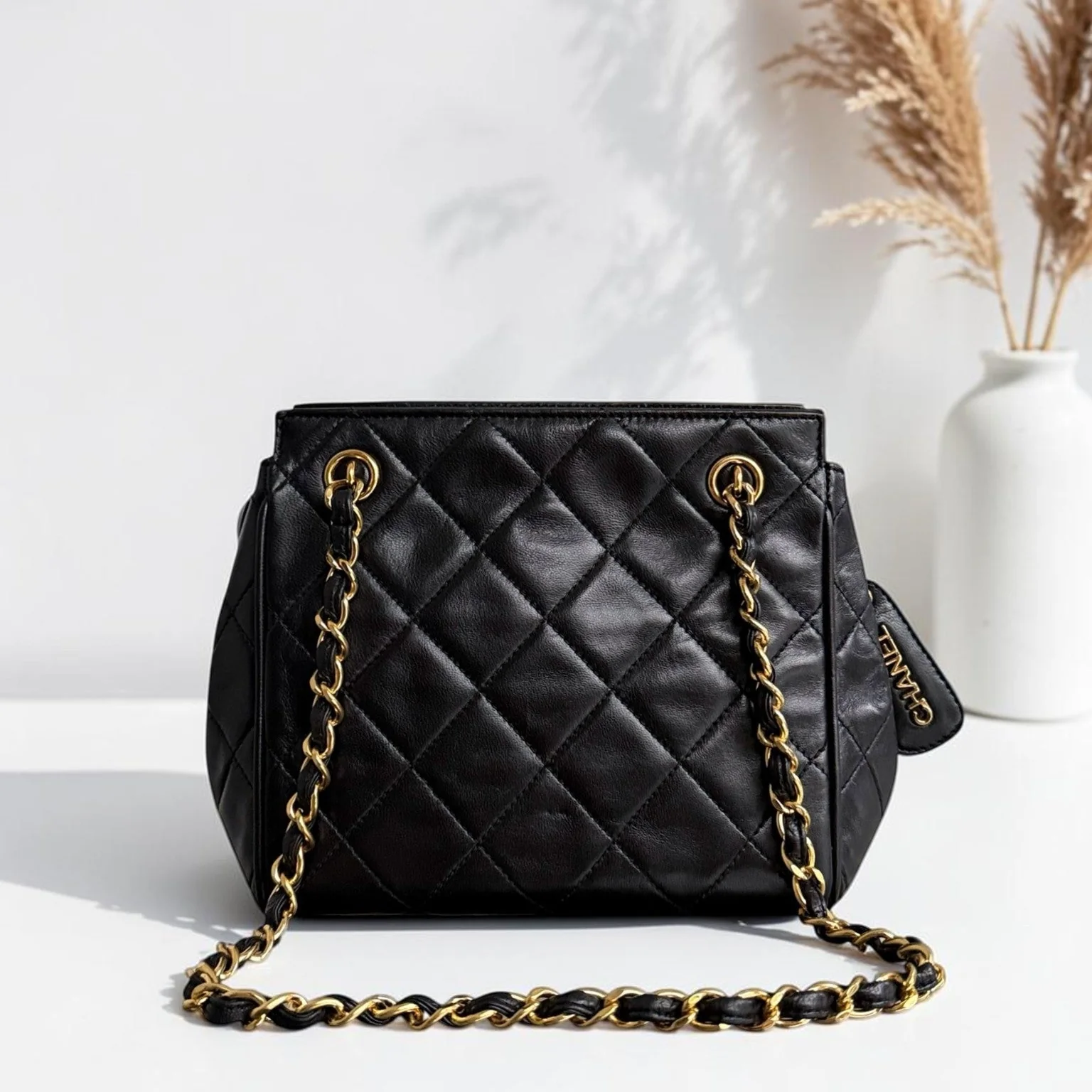 Chanel Clutch With Chain - Lambskin Quilted Black 24K Gold Hardware Series 3