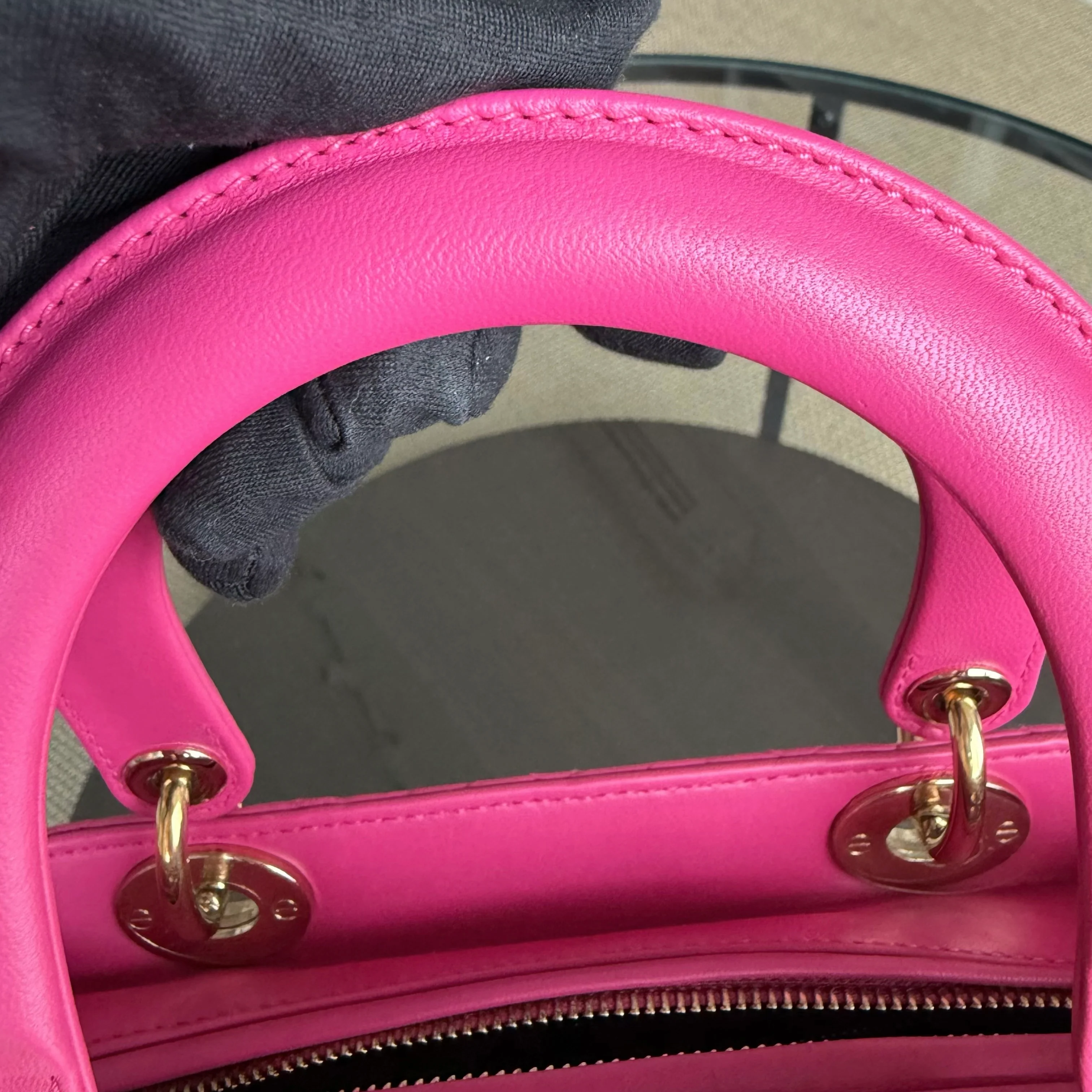 Dior Lady Medium - Cannage Lambskin Pink Gold Hardware NO STRAP