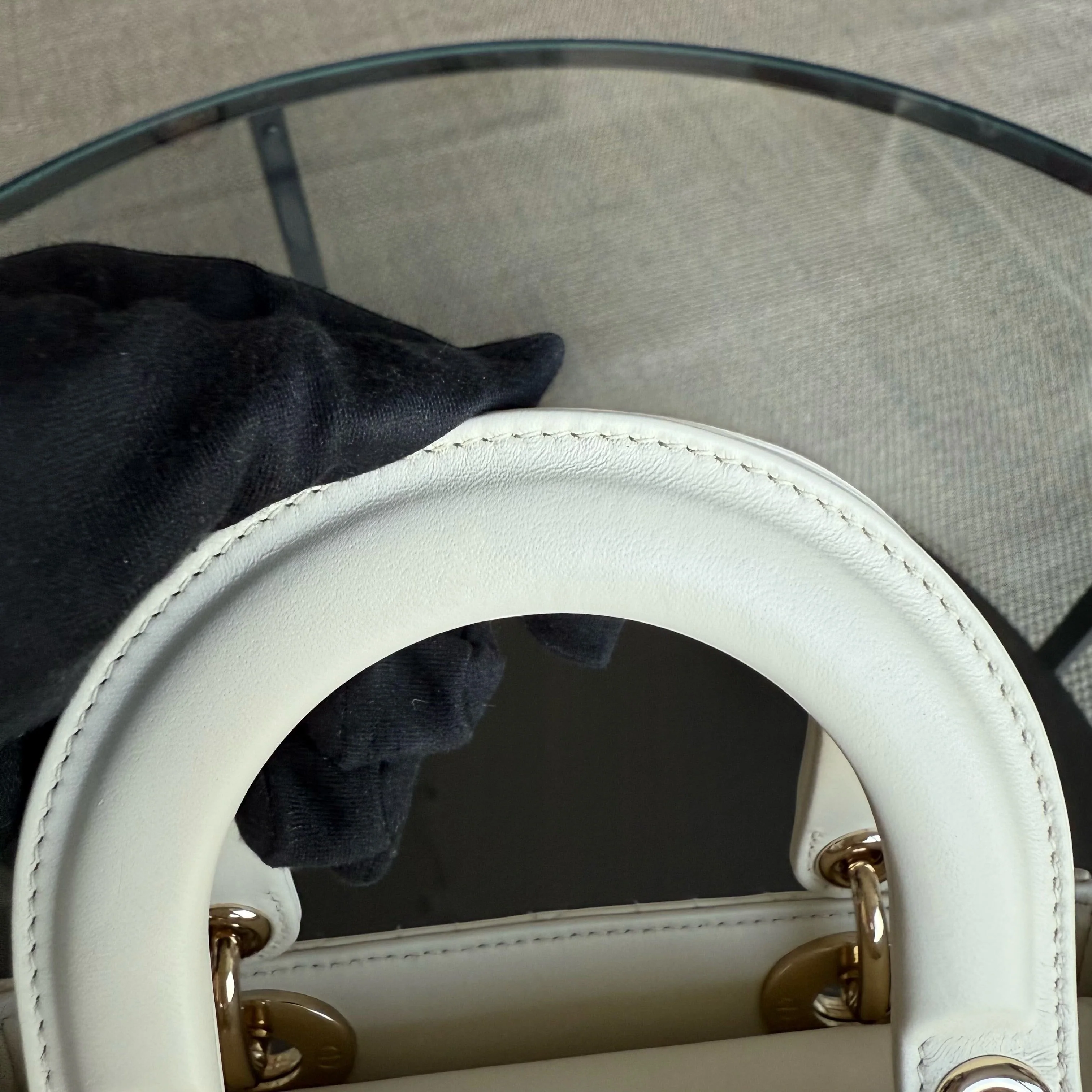 Dior Lady Small - Cannage Lambskin White Gold Hardware