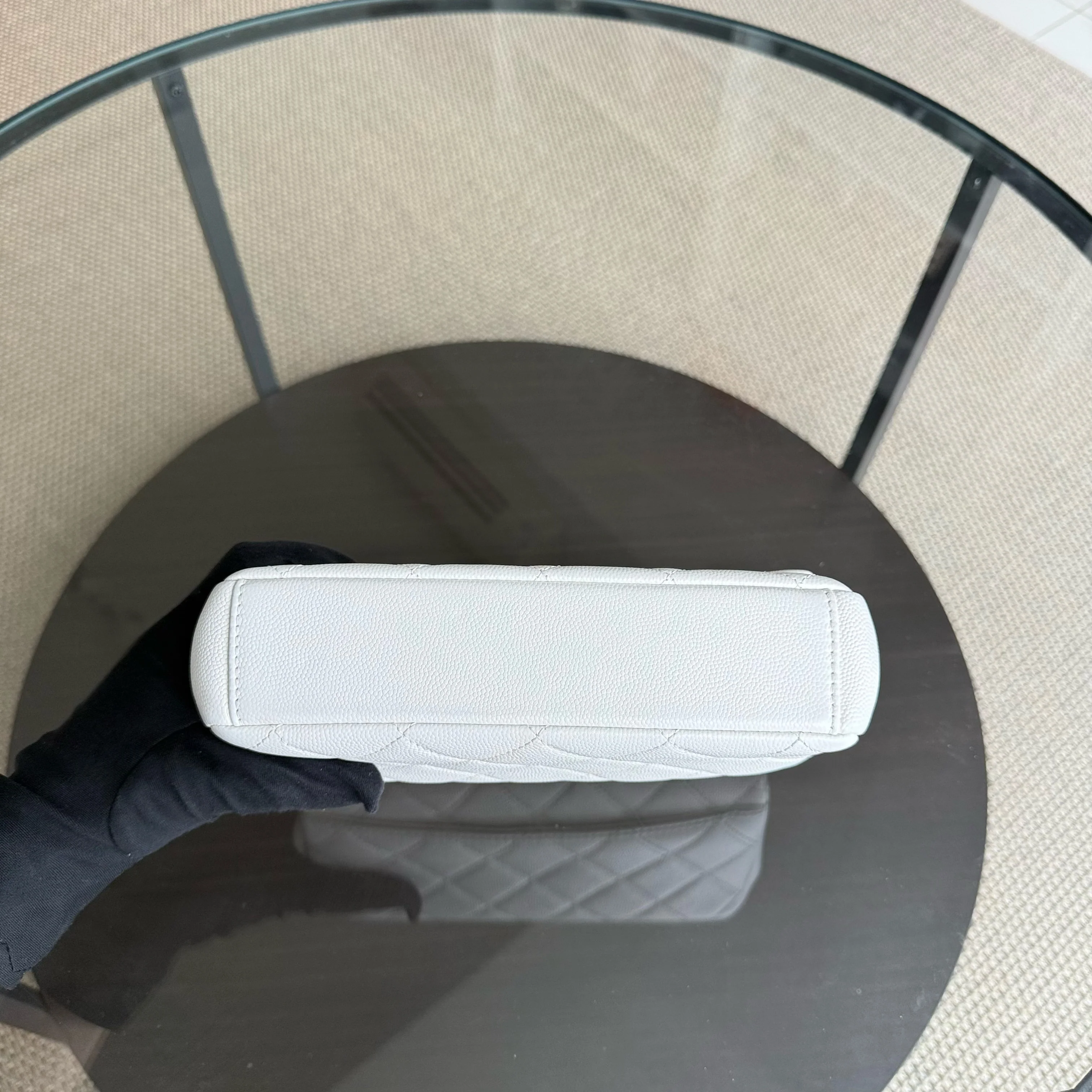 Chanel Seasonal Flap Small - Caviar My Everything Bag Quilted Grained Calfskin White Calfskin Black Hardware Series 30