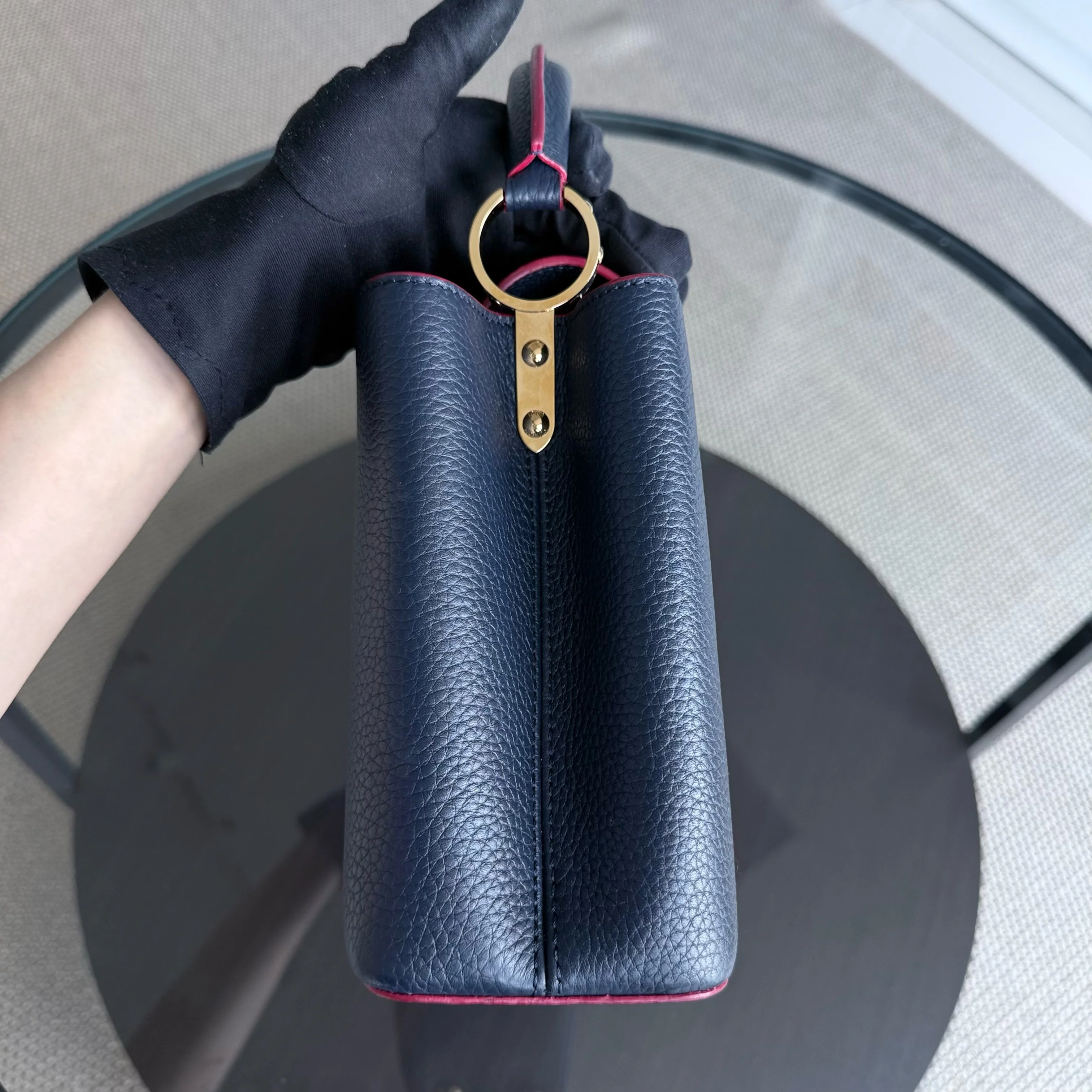 Louis Vuitton Capucines BB - Grained Calfskin Dark Blue Fuchsia Gold Hardware