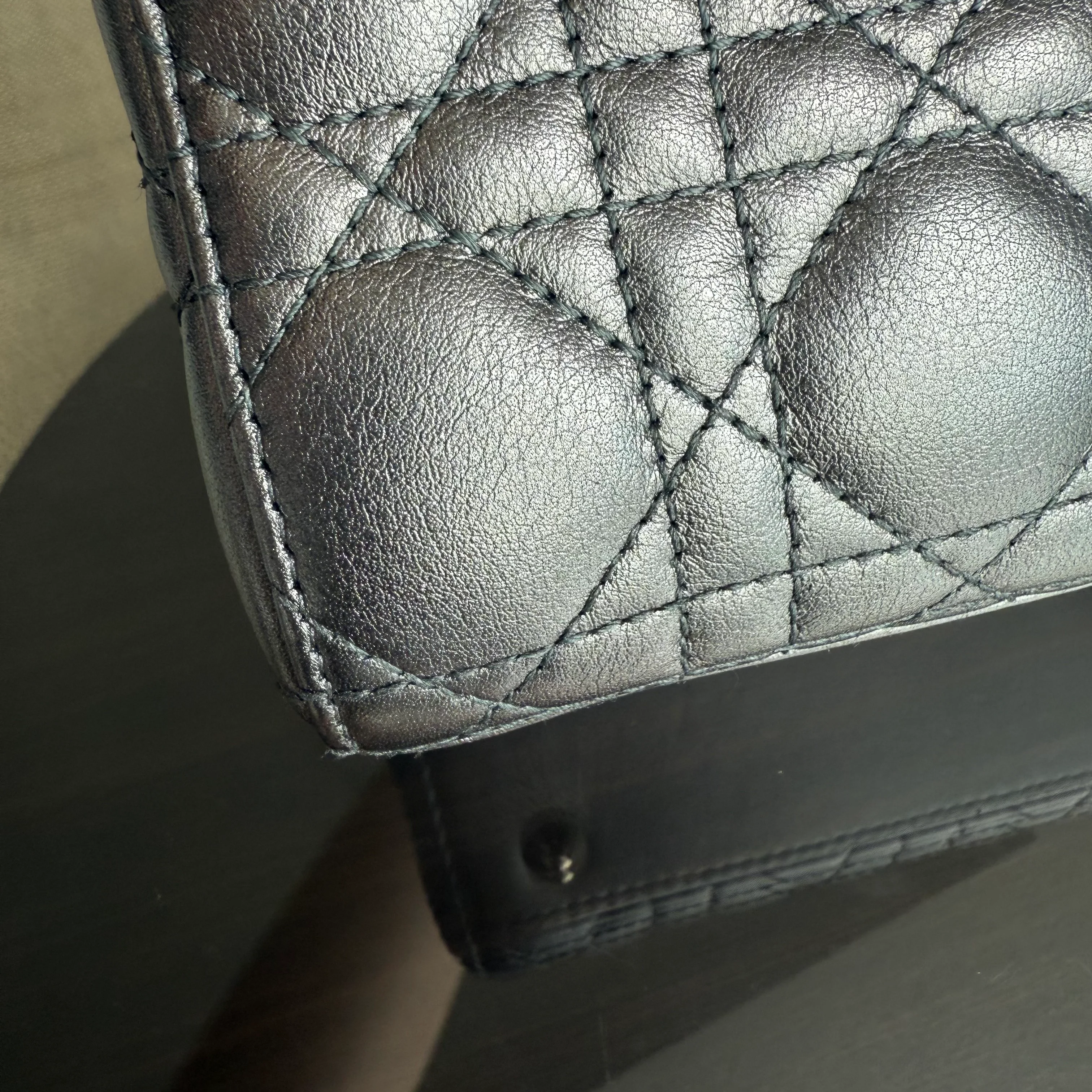 Dior Lady Small MyABC - Cannage calfskin Metallic Dark Grey Gunmetal Gold Hardware ABC