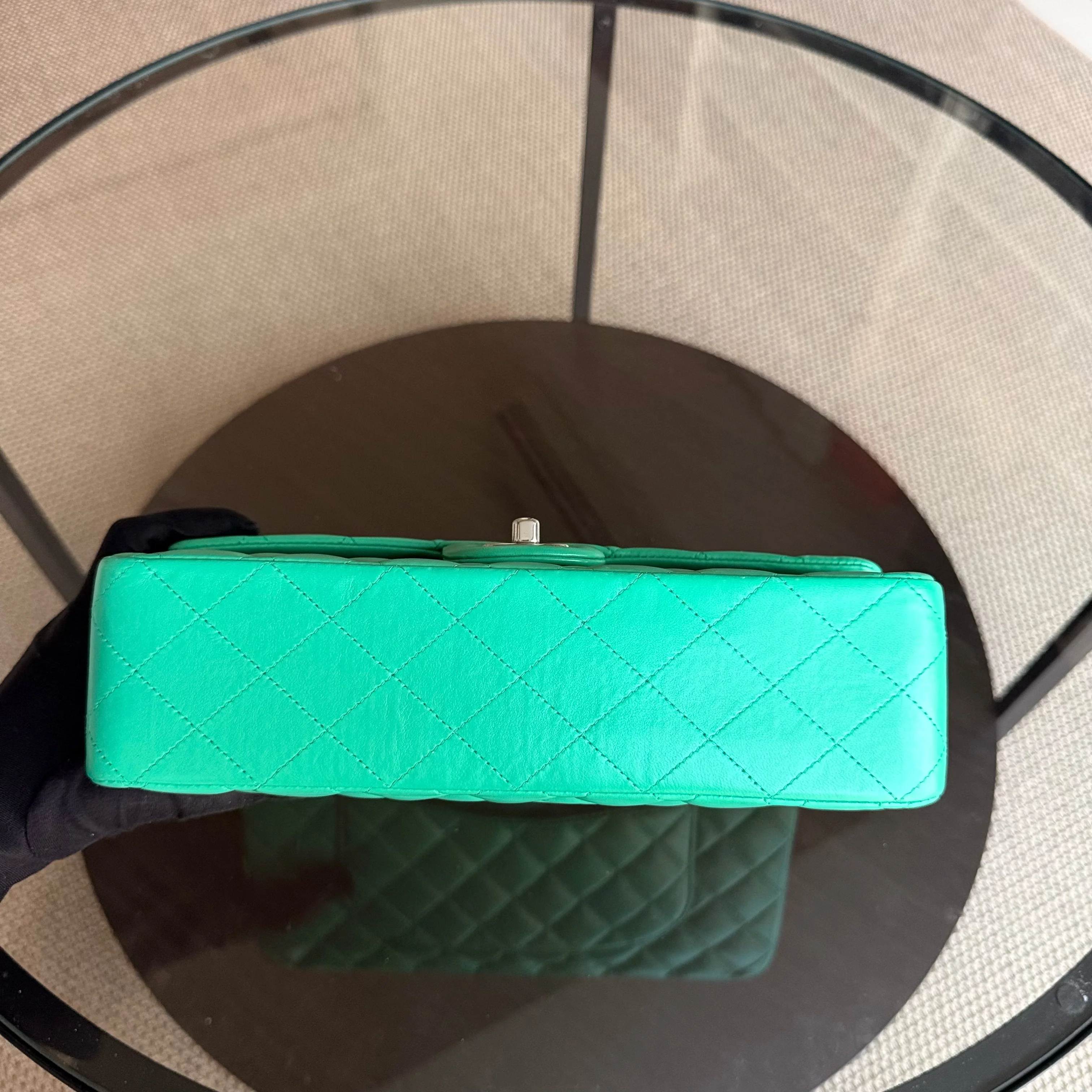 Chanel Classic Flap Medium - 25CM Quilted Lambskin Light Green Silver Hardware Series 16