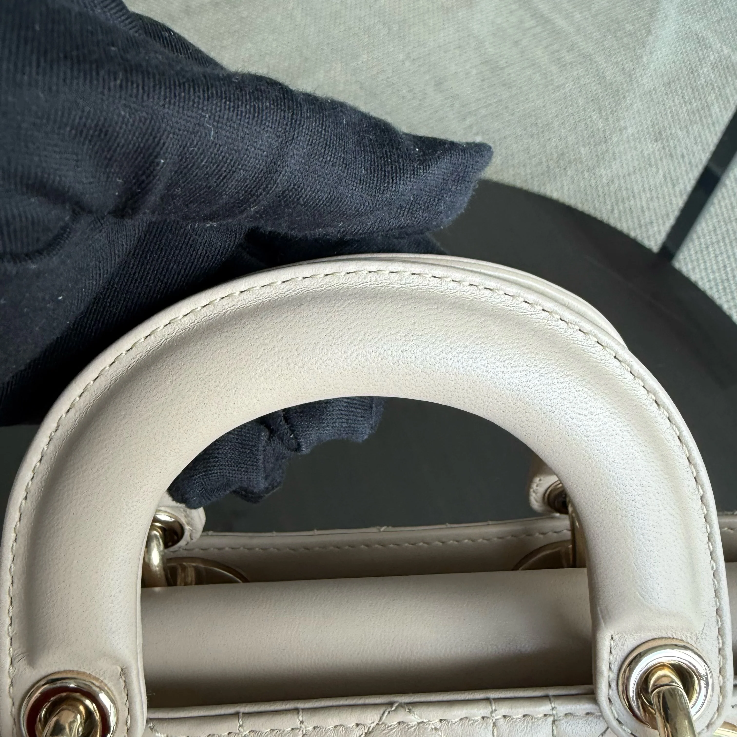 Dior Lady D-Joy Small - Cannage Lambskin Beige Gold Hardware Single Strap