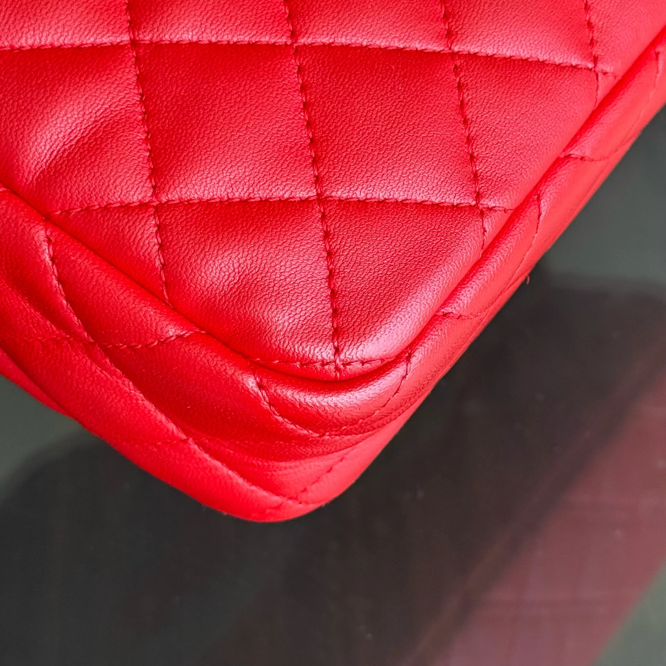 Chanel Seasonal Flap Two-Tone Quilted Lambskin Red Grey GHW No 23