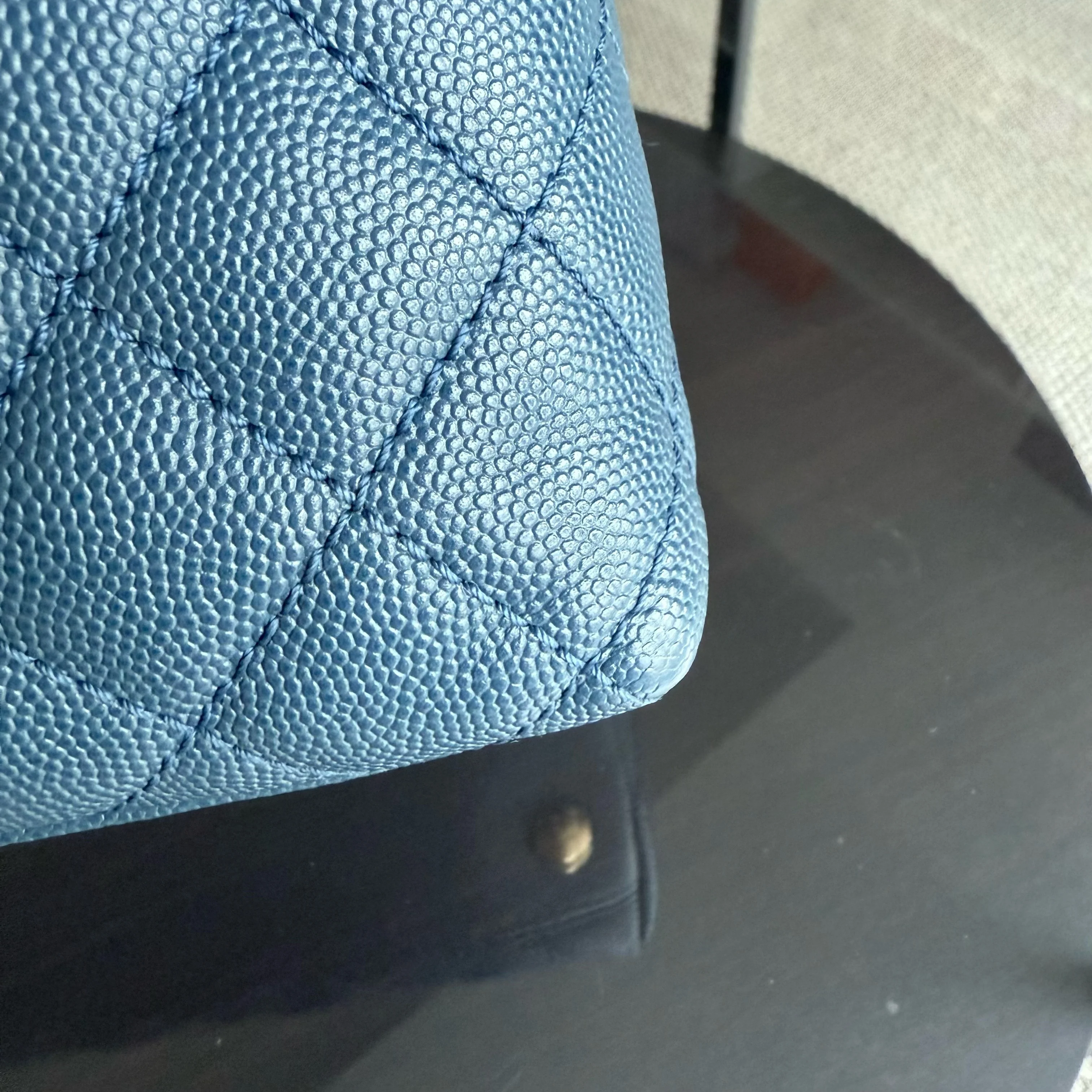 Chanel Coco Handle Medium - Caviar Quilted Blue Grained Calfskin Gold Hardware Series 23