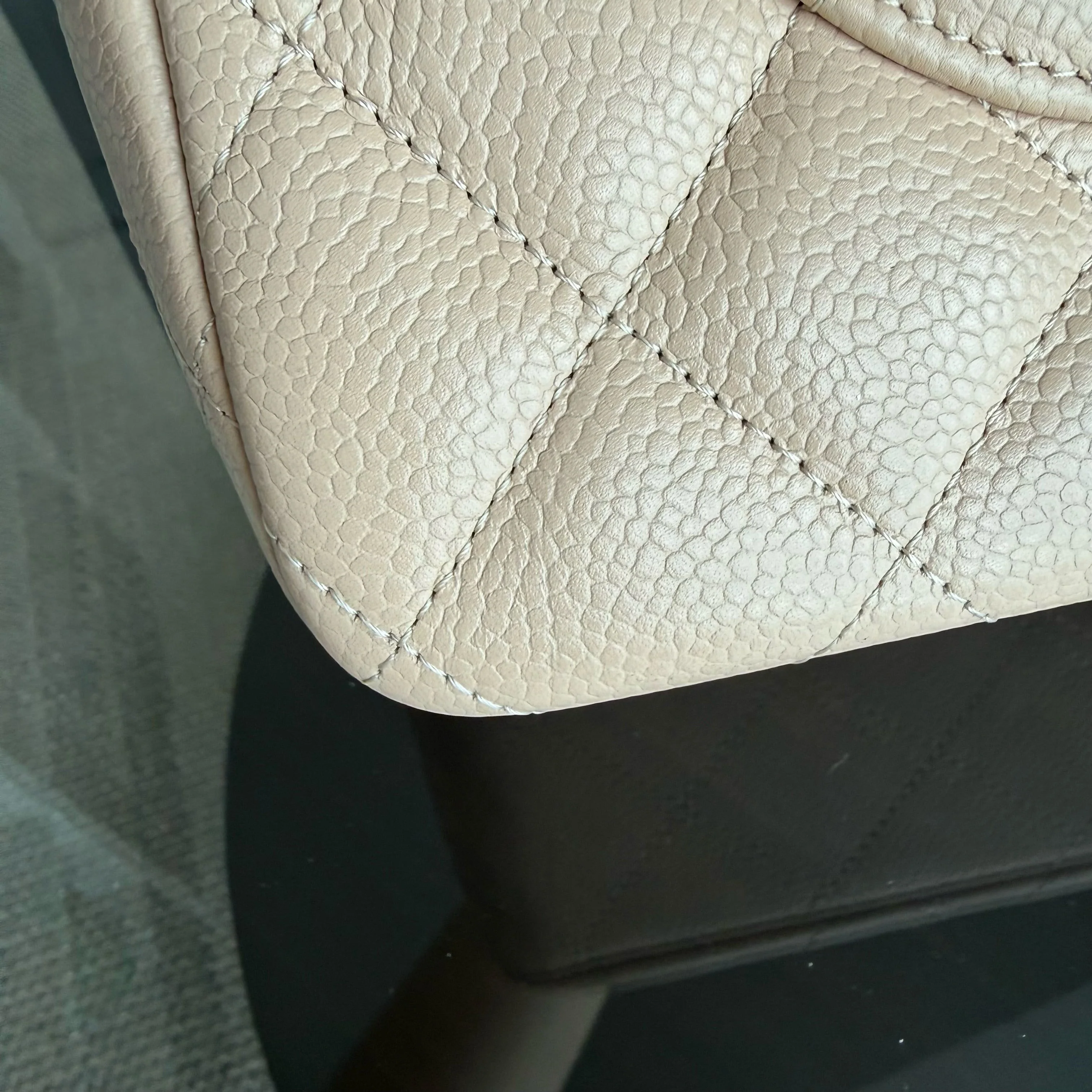 Chanel Classic Flap Jumbo - Caviar Quilted Double Flap Light Beige Gold Hardware