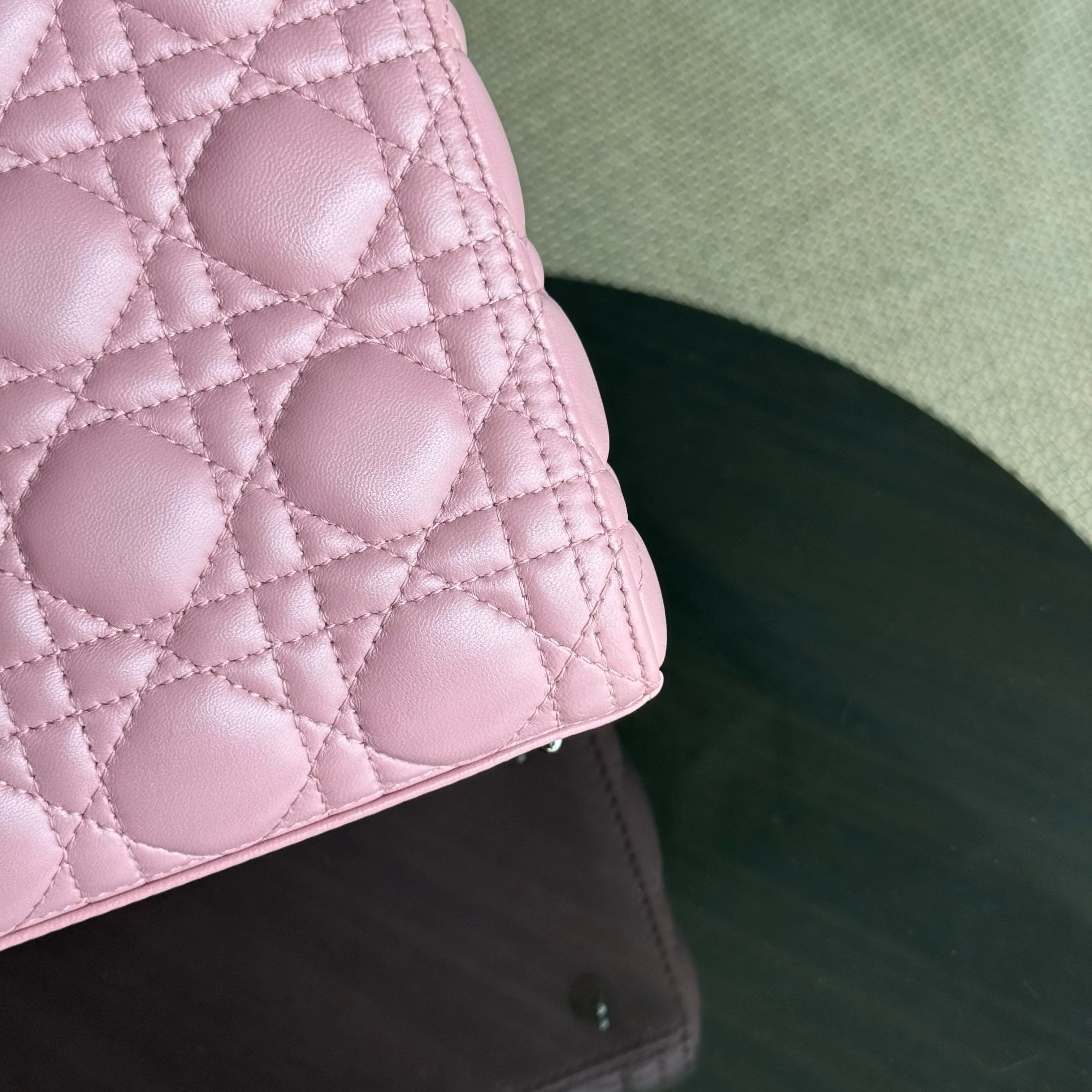 Dior Lady Medium Cannage Lambskin Pink Silver Hardware