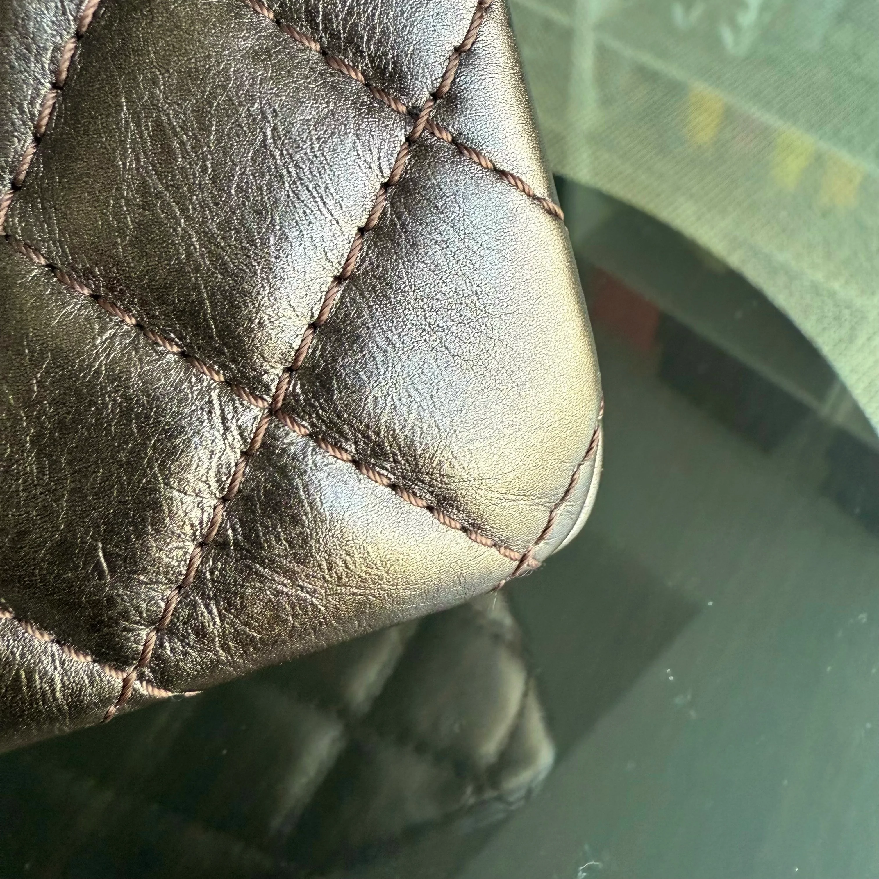 Chanel 2.55 226 Medium 28CM Quilted Calfskin Metallic Brown Bronze Silver Hardware Series 12