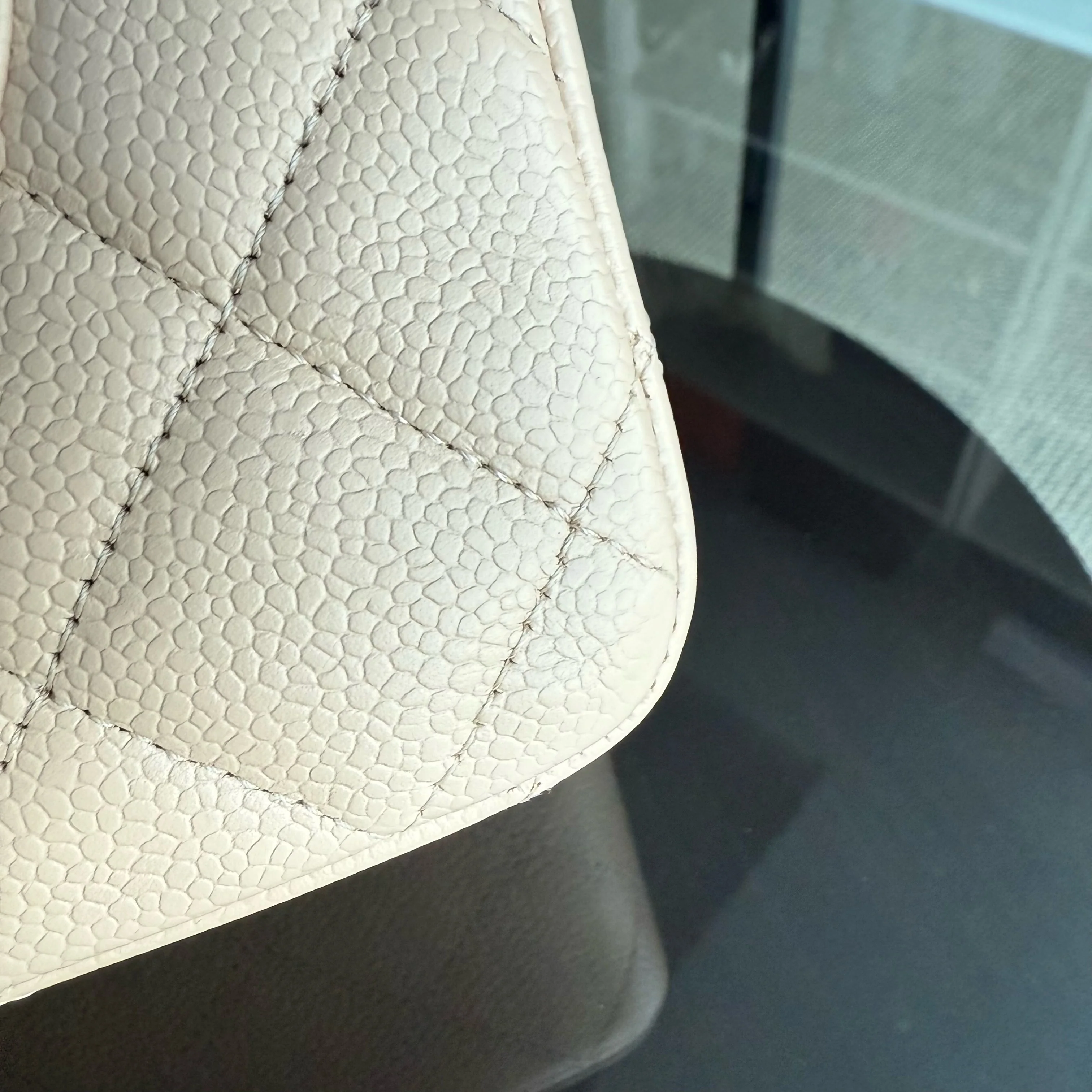 Chanel Classic Flap Jumbo - Caviar Quilted Grained Calfskin Light Beige Gold Hardware Series 13