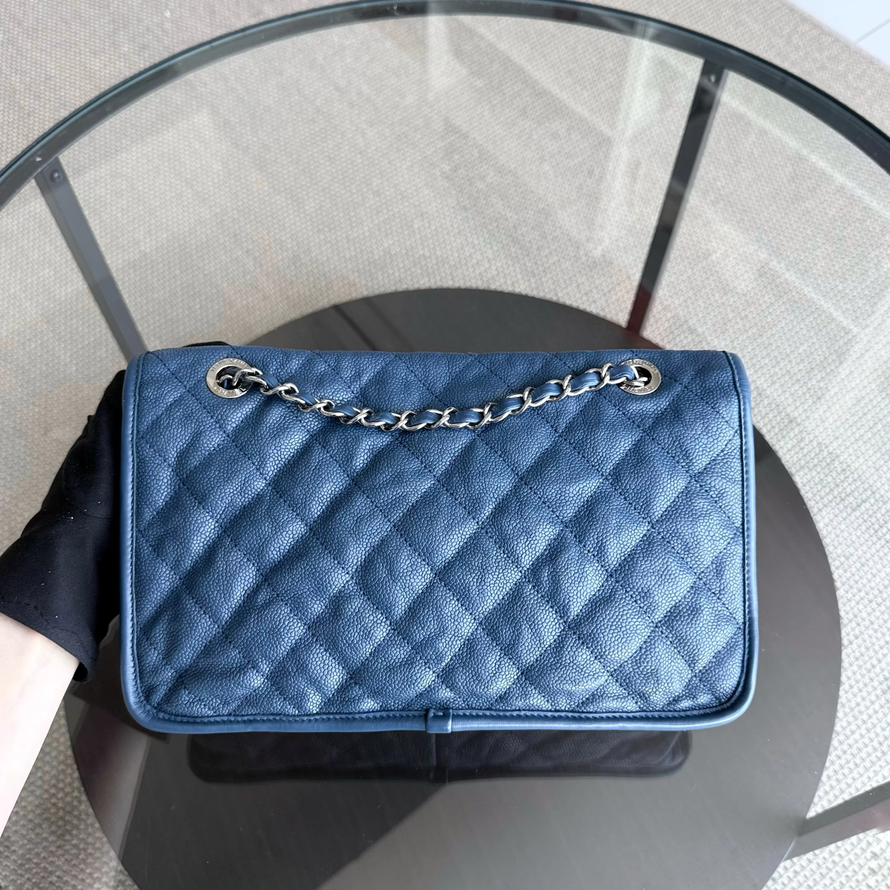 Chanel French Riviera - Caviar Quilted Grained Calfskin Blue Silver Hardware Series 15