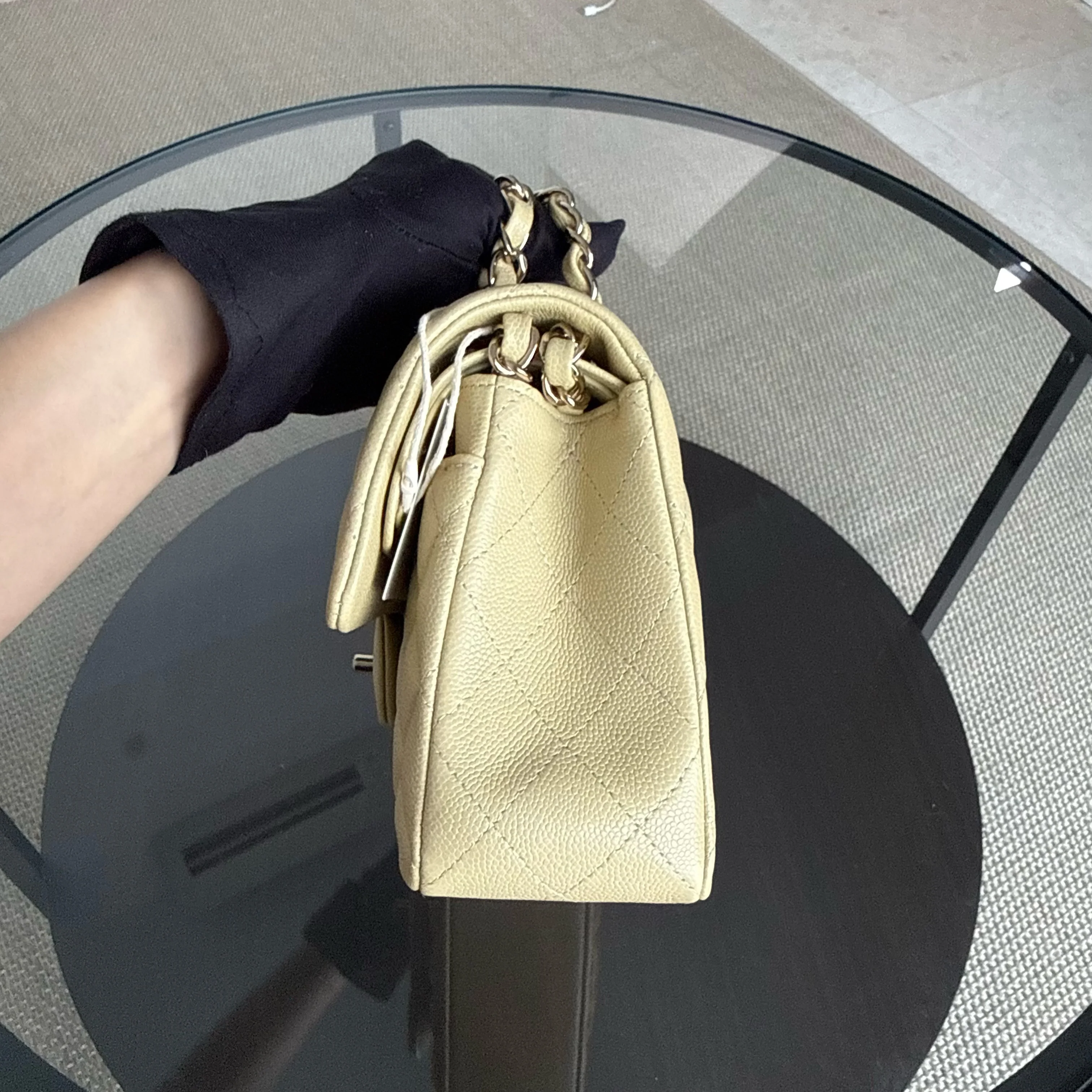 Chanel Classic Flap Small - Caviar 23CM Quilted Beige Gold Hardware Microchip