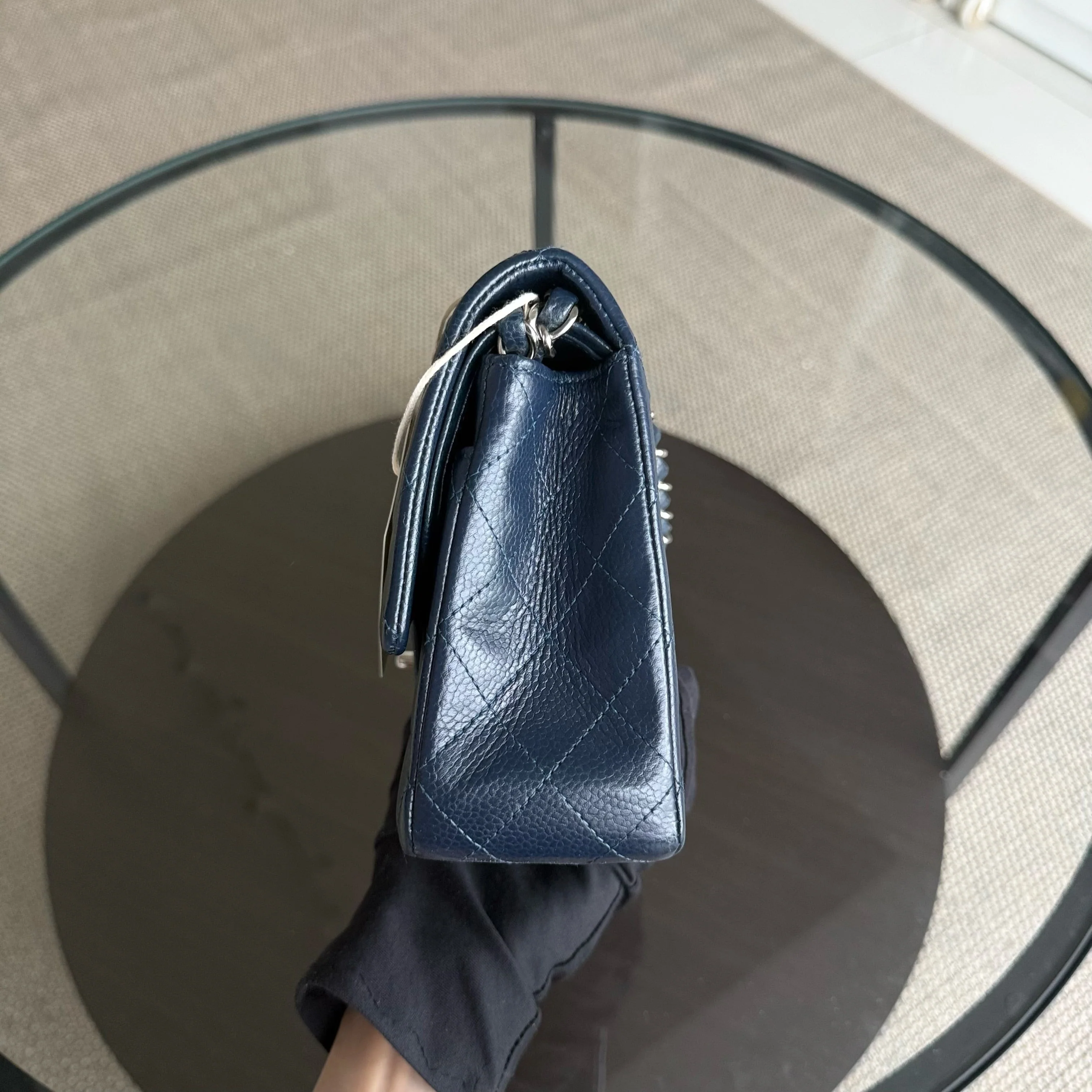 Chanel Classic Flap Medium - Caviar 25CM Quilted Dark Midnight Blue Silver Hardware Series 19