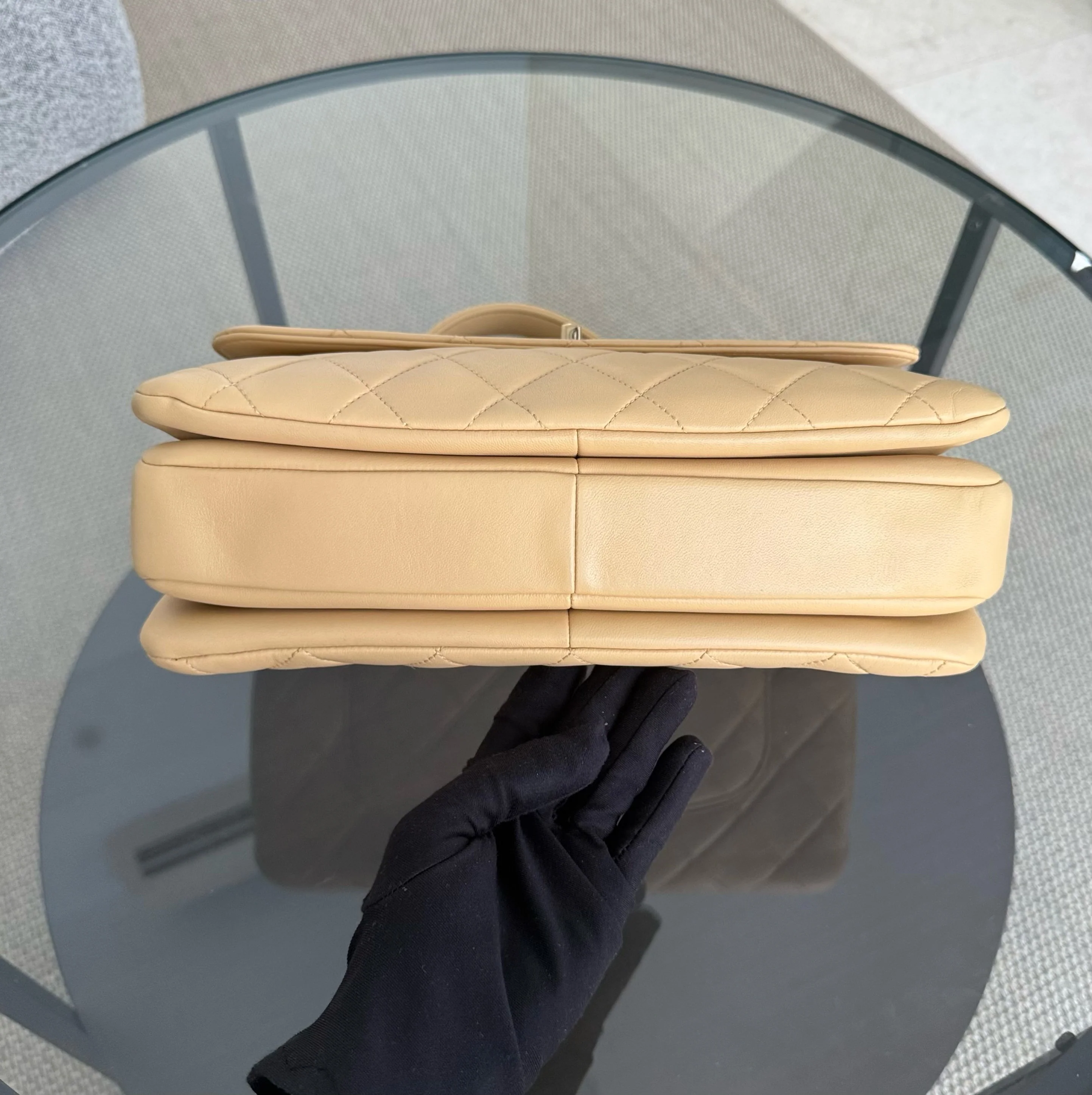 Chanel Trendy CC 30CM - Quilted Lambskin Beige Gold Hardware Series 26