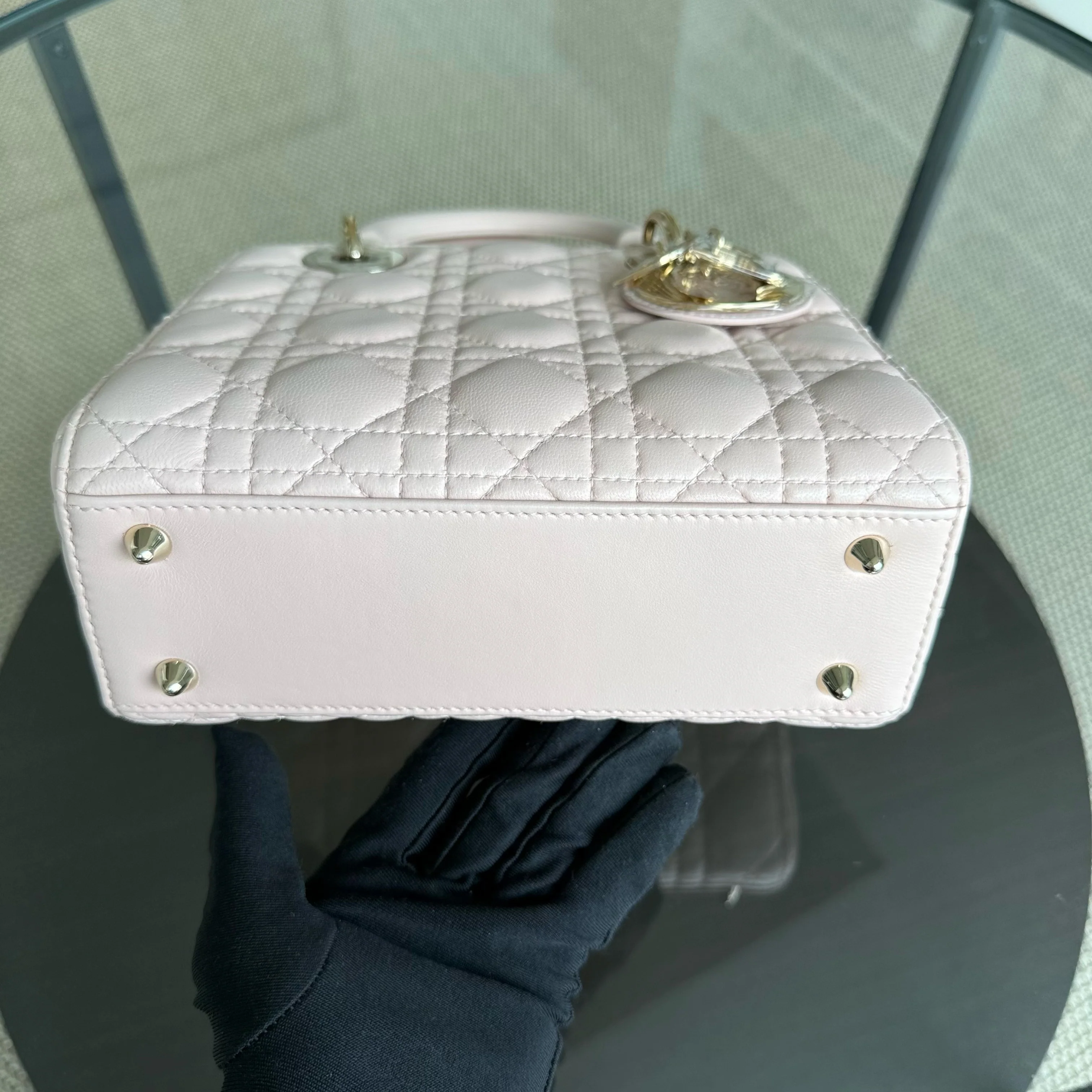 Dior Lady Small - Cannage Lambskin Light Pink Gold Hardware