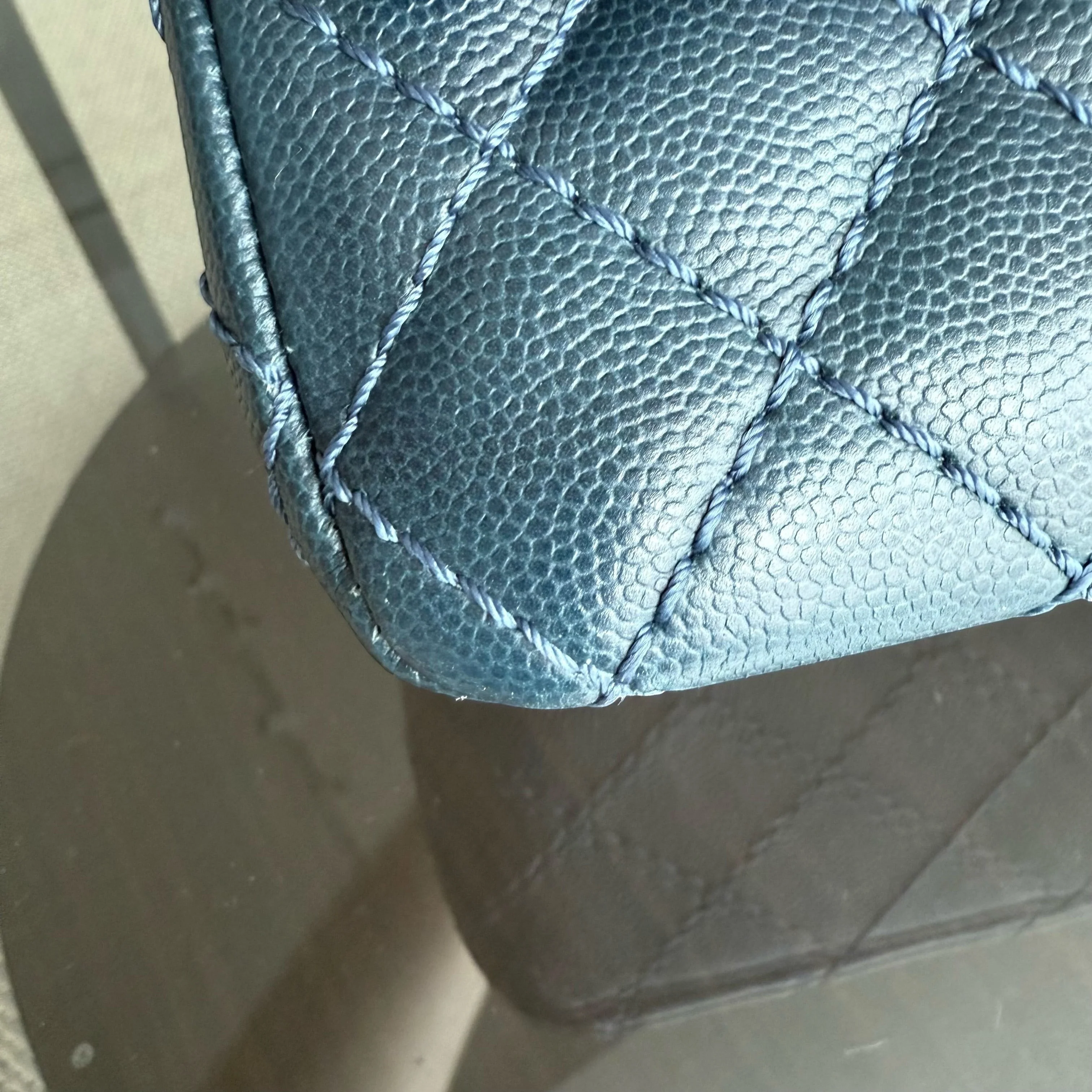 Chanel Classic Flap Medium - Caviar 25CM Quilted Dark Blue Silver Hardware Series 23