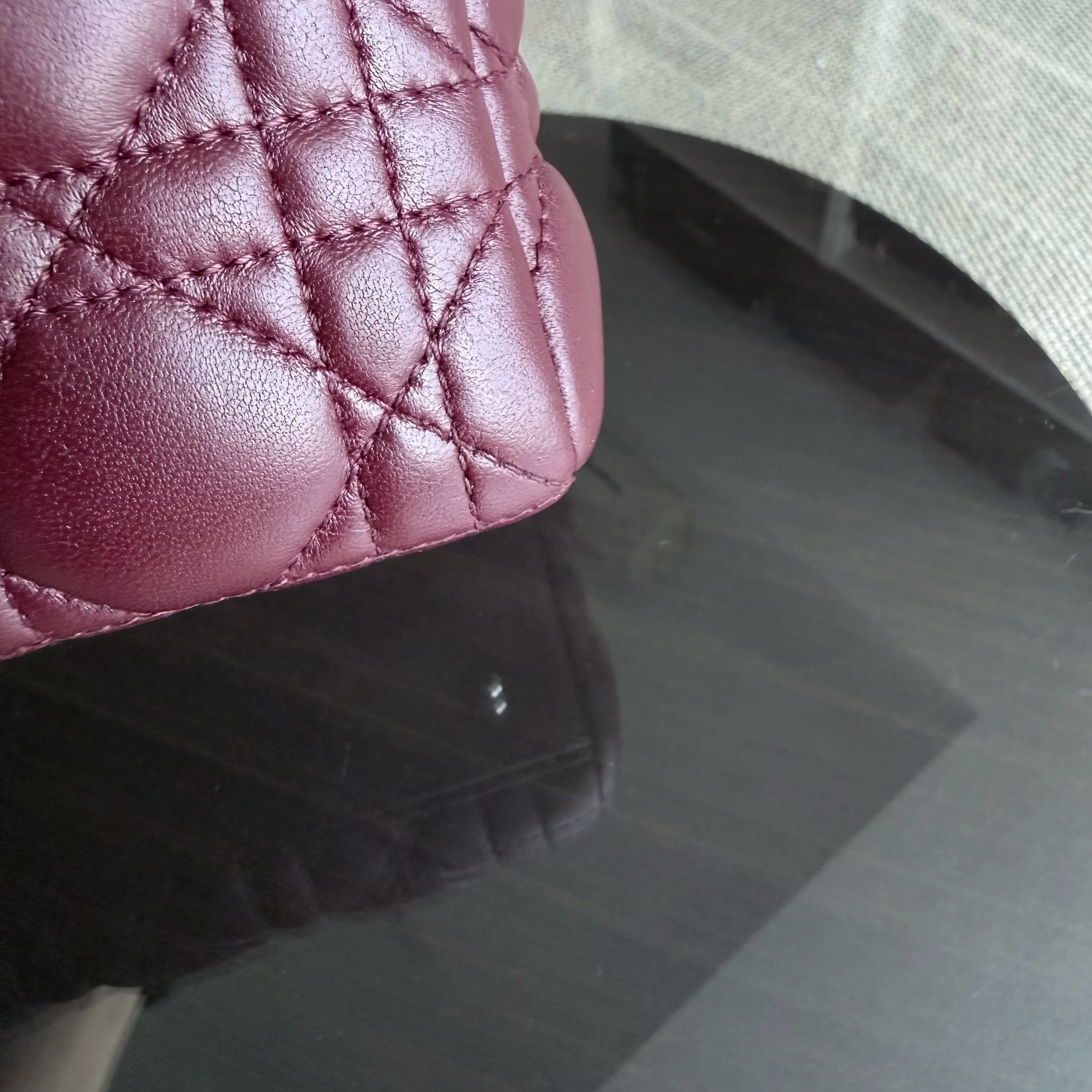 Dior Lady Medium - Cannage Lambskin Burgundy Silver Hardware