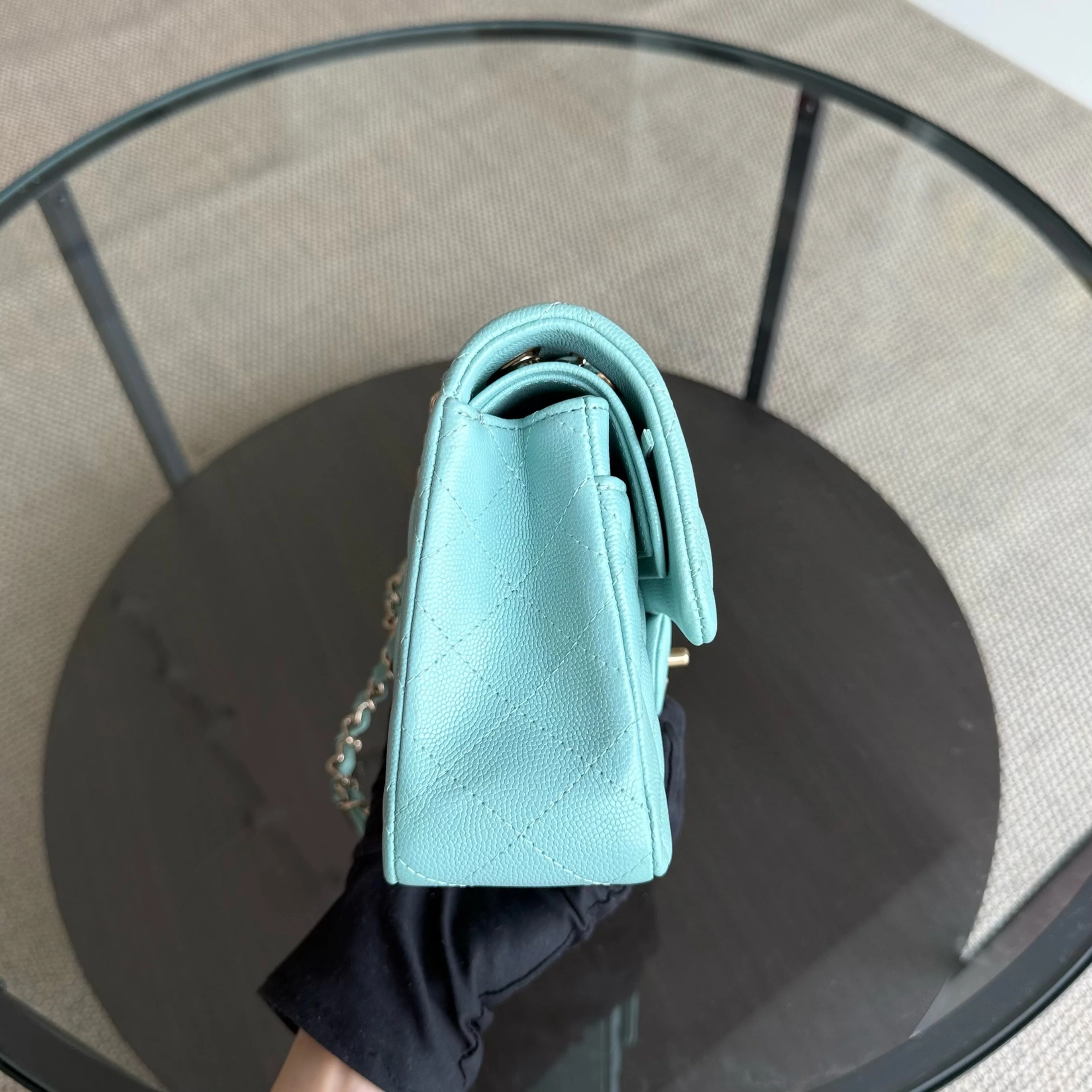 Chanel Classic Flap Small - Caviar 23CM Quilted Tiffany Blue Gold Hardware Series 29