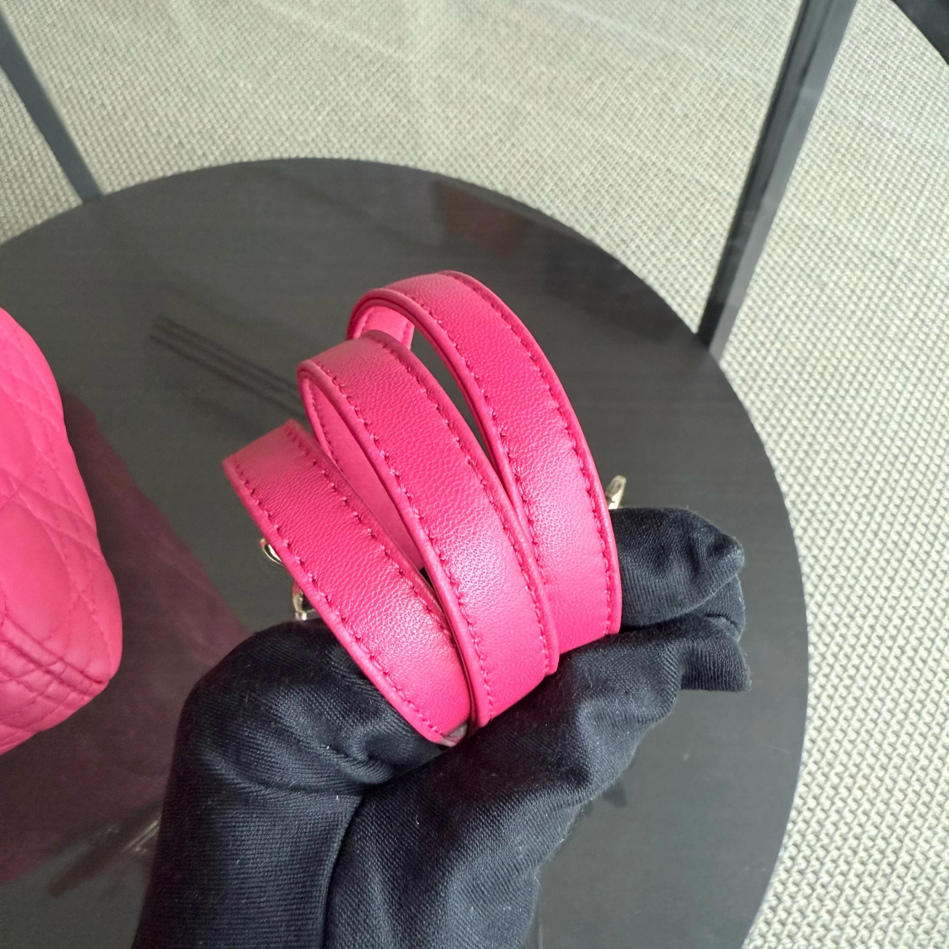 Dior Lady Medium - Cannage Lambskin Hot Pink Gold Hardware