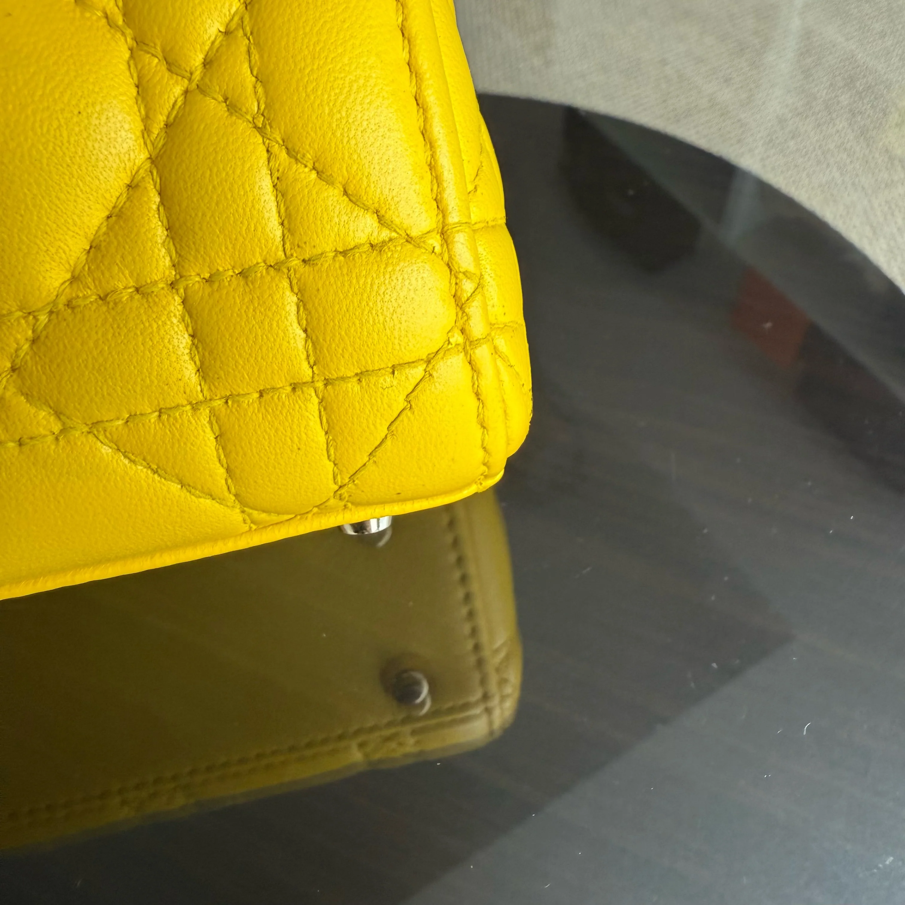 Dior Lady Mini - Cannage Lambskin Yellow Gold Hardware Adjustable Strap