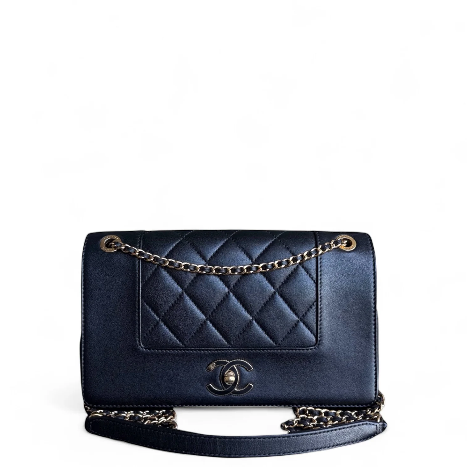 Chanel Seasonal Flap Mademoiselle - Quilted Calfskin Black Gold Hardware