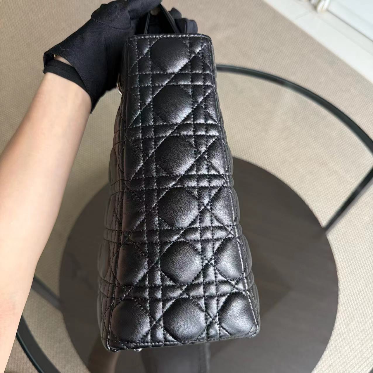 *Recolored* Dior Lady Large - Cannage Lambskin Black Silver Hardware