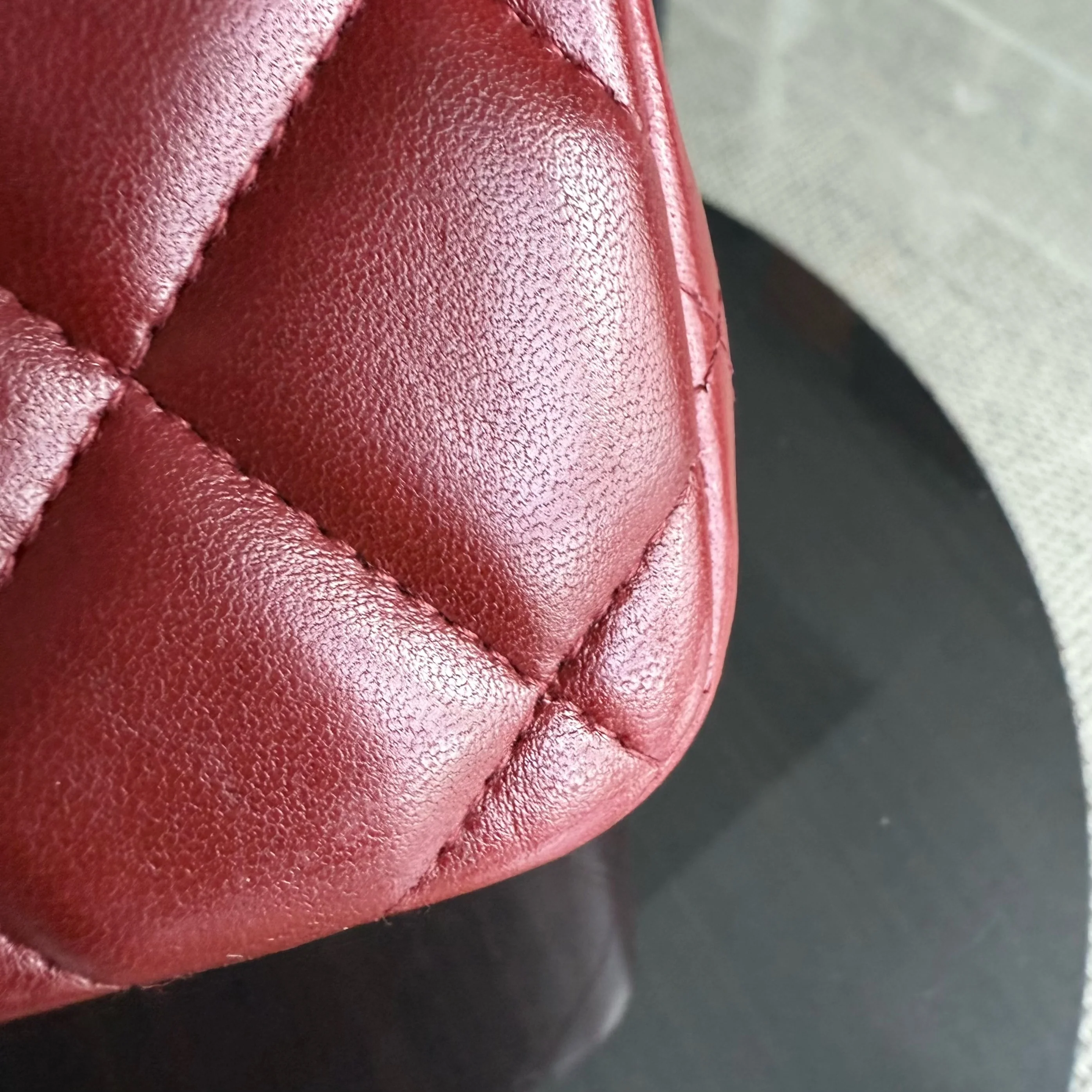 Chanel Classic Flap Jumbo - Double Flap 30CM Quilted Lambskin Dark Red Silver Hardware Series 15