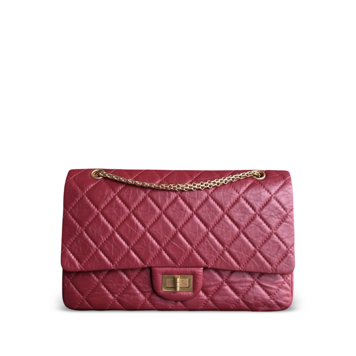 Chanel 2.55 Reissue 227 - Quilted Aged Calfskin Dark Red Gold Hardware Series 21